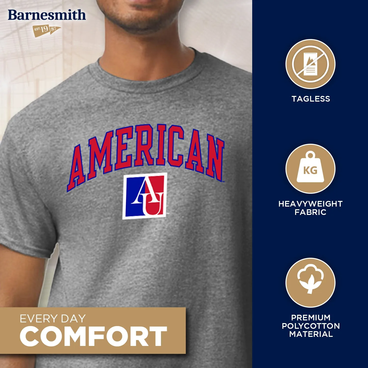 American University Spirit T-Shirt (Charcoal Grey) sold by Barnesmith product image thumbnail 3