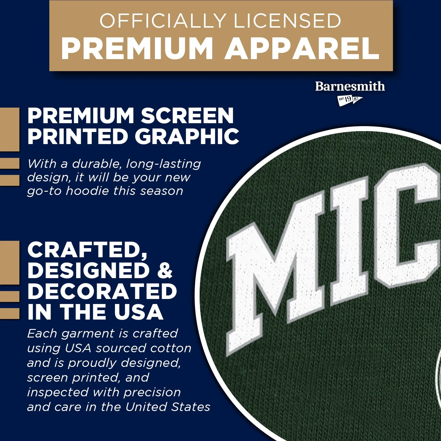 Michigan State University Heritage Hooded Sweatshirt (Hunter Green) sold by Barnesmith product image thumbnail 4