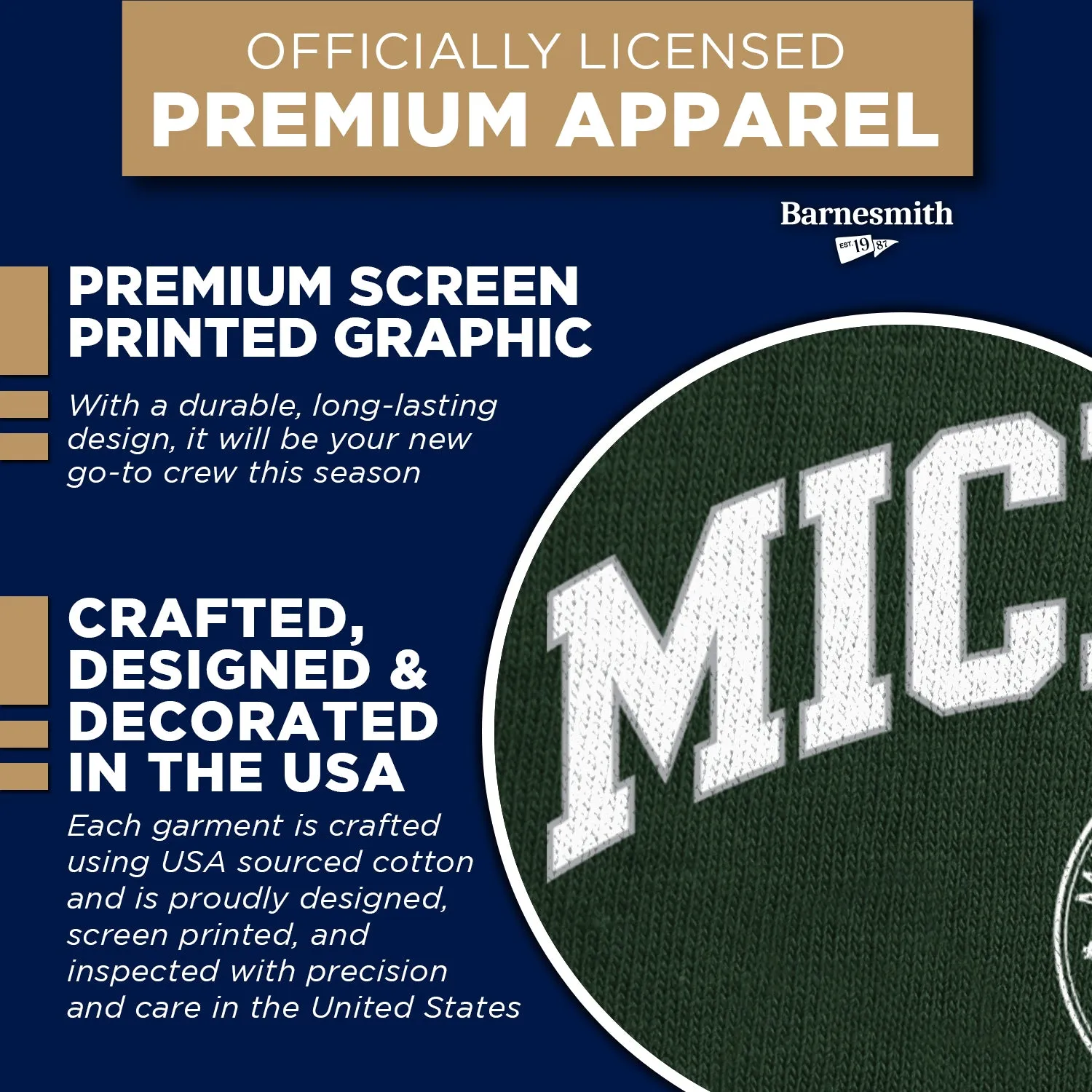 Michigan State University Heritage Crewneck Sweatshirt (Hunter Green) sold by Barnesmith product image thumbnail 4