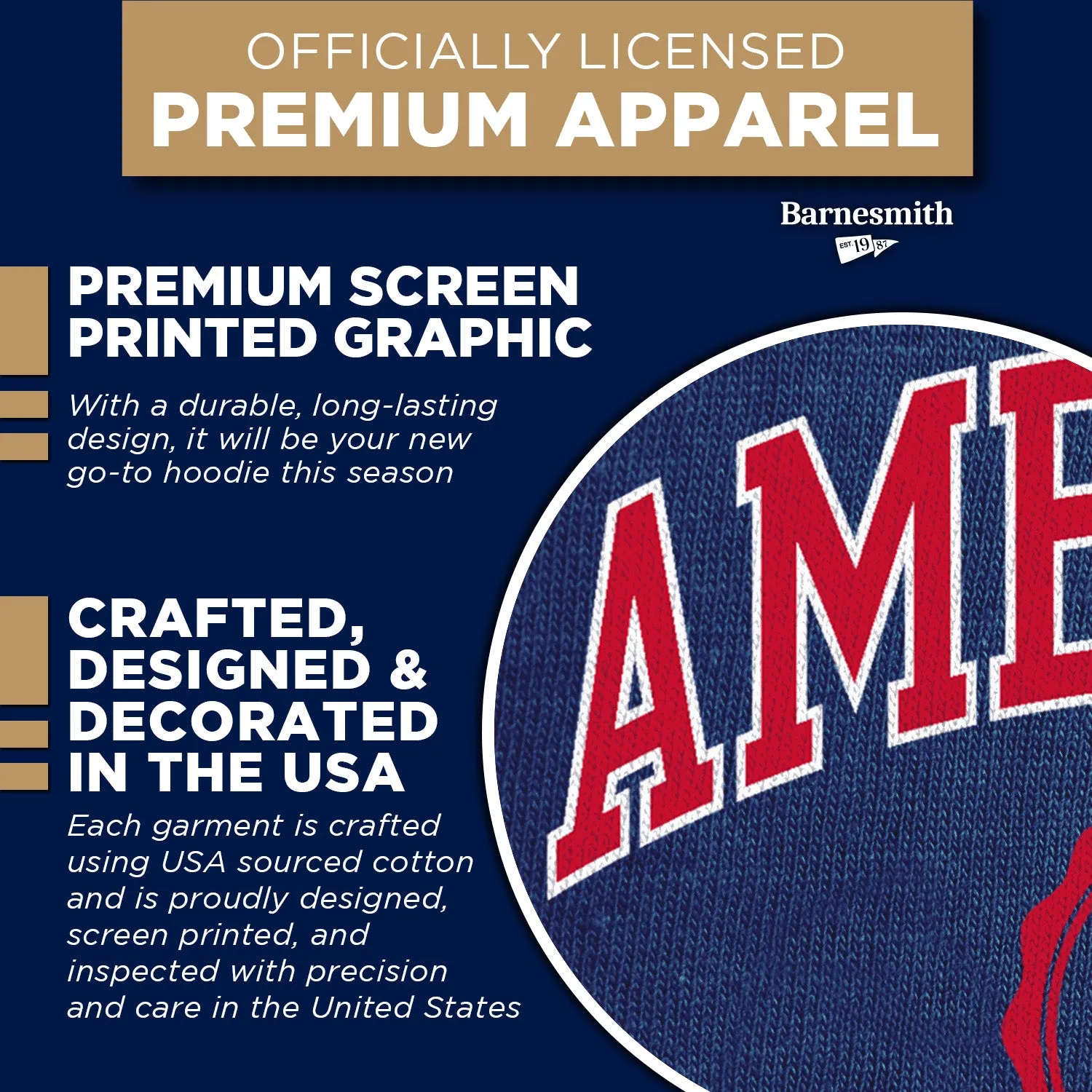 American University Heritage Hooded Sweatshirt (Navy) sold by Barnesmith product image thumbnail 4