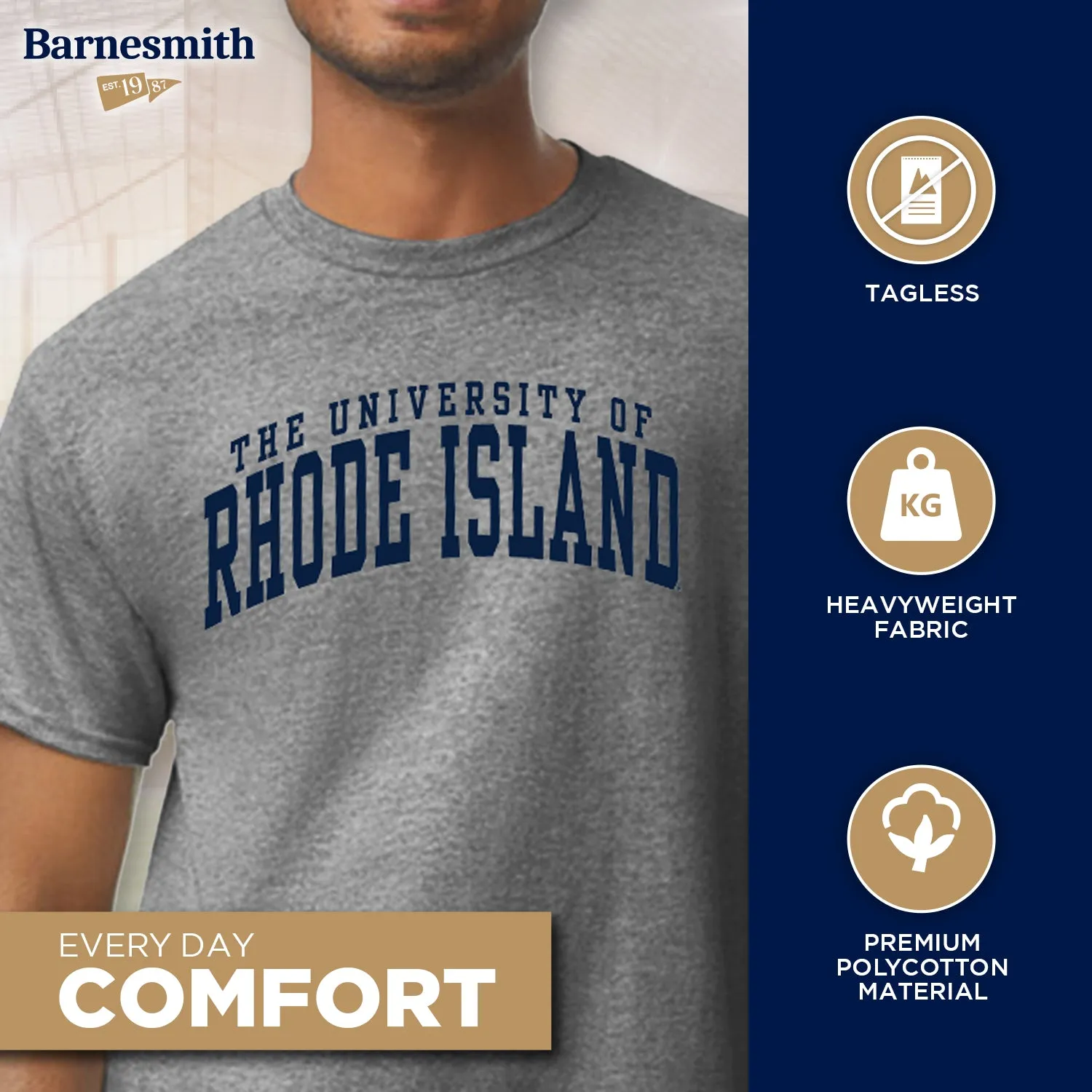 University of Rhode Island Classic T-Shirt (Charcoal Grey) sold by Barnesmith product image thumbnail 3