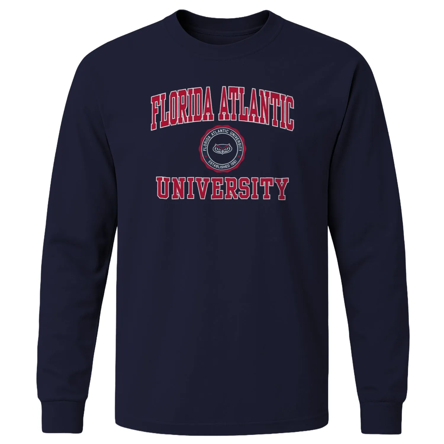 Florida Atlantic University Heritage Long Sleeve T-Shirt (Navy) sold by Barnesmith