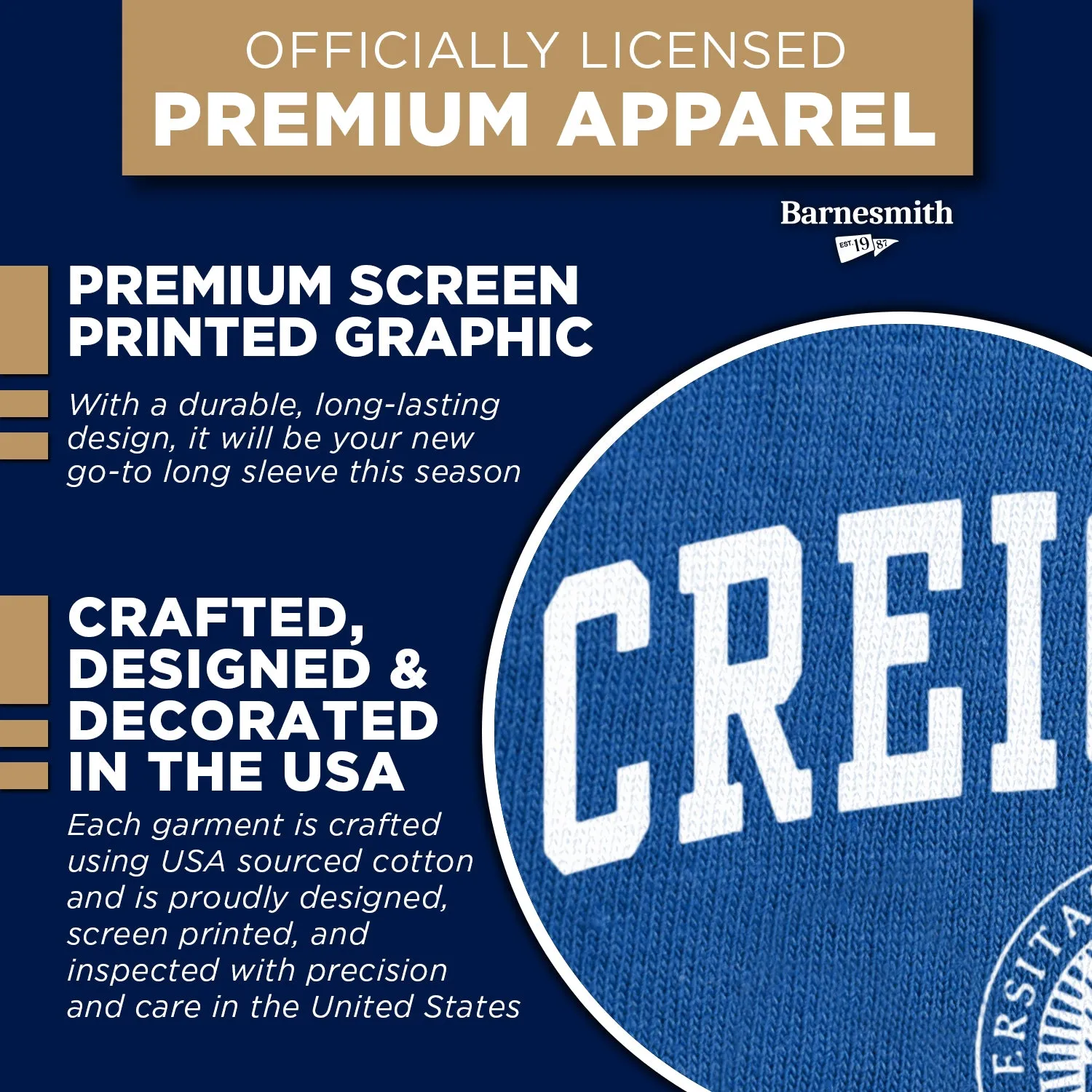 Creighton University Heritage Long Sleeve T-Shirt (Royal Blue) sold by Barnesmith product image thumbnail 4