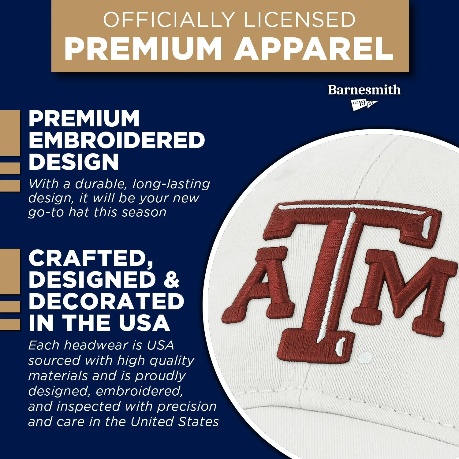 Texas A&M University Spirit Baseball Hat One-Size (White) sold by Barnesmith product image thumbnail 4