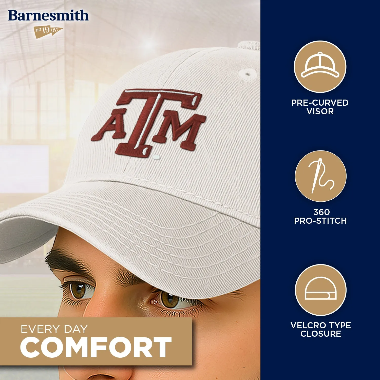 Texas A&M University Spirit Baseball Hat One-Size (White) sold by Barnesmith product image thumbnail 3