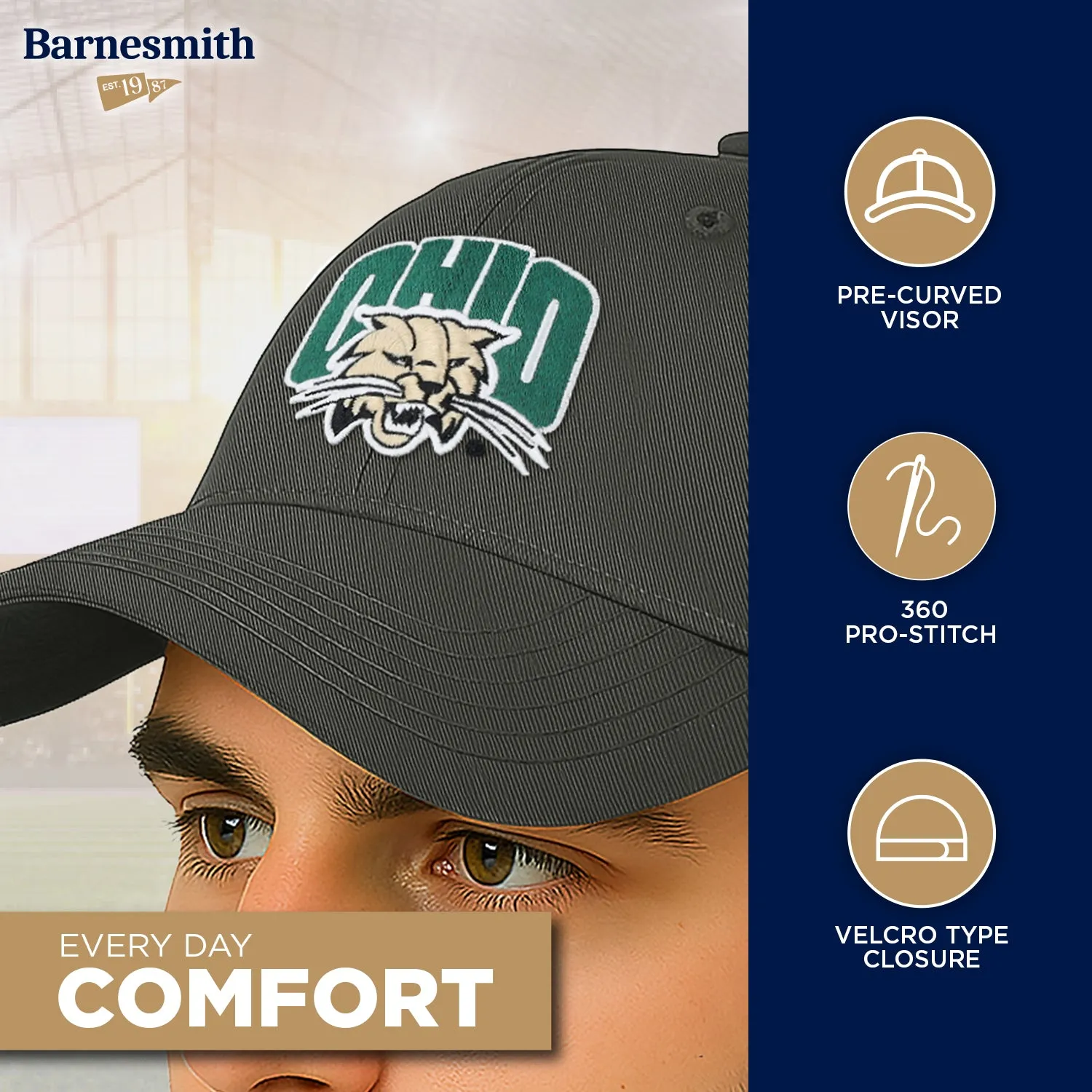Ohio University Spirit Baseball Hat One-Size (Black) sold by Barnesmith product image thumbnail 3