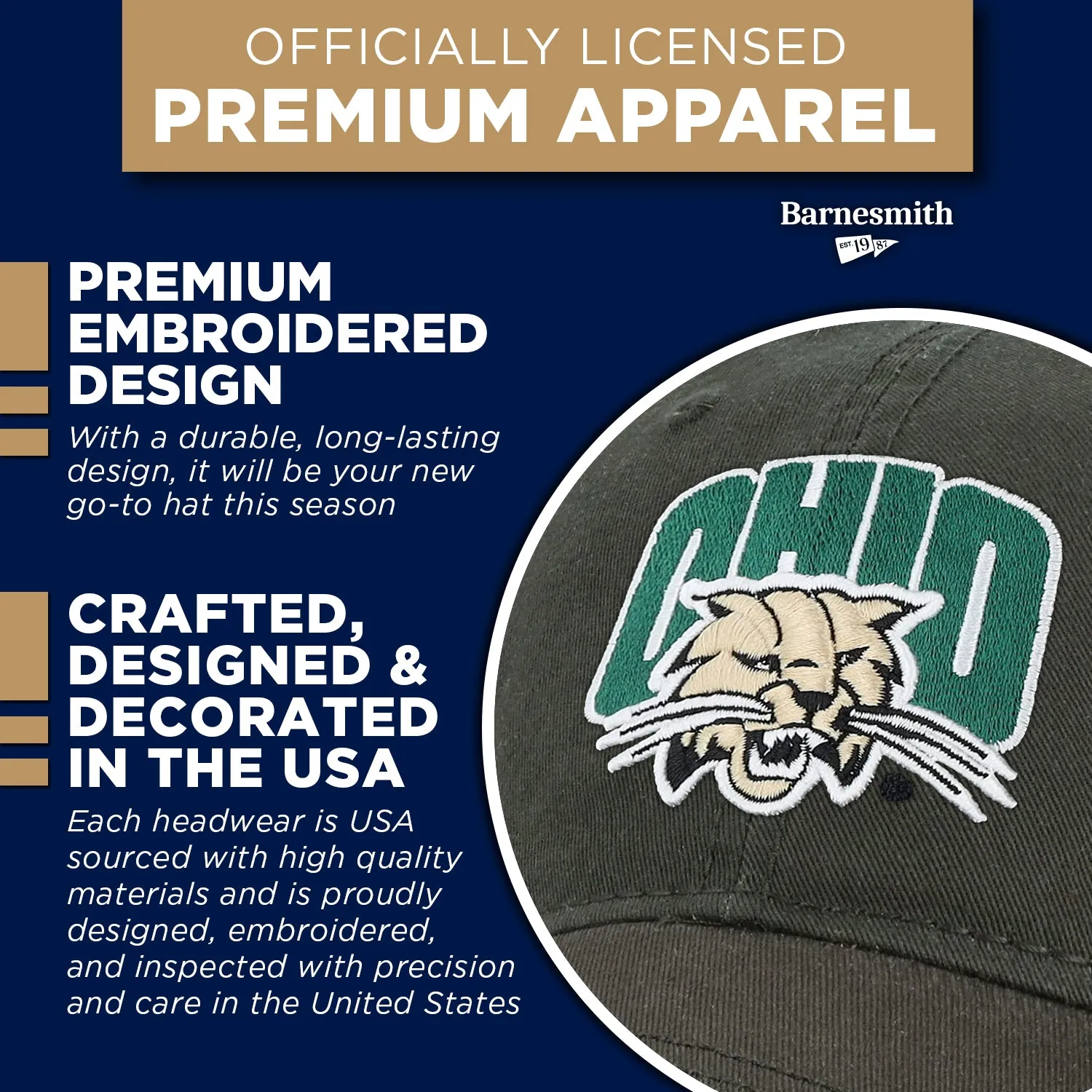 Ohio University Spirit Baseball Hat One-Size (Black) sold by Barnesmith product image thumbnail 4