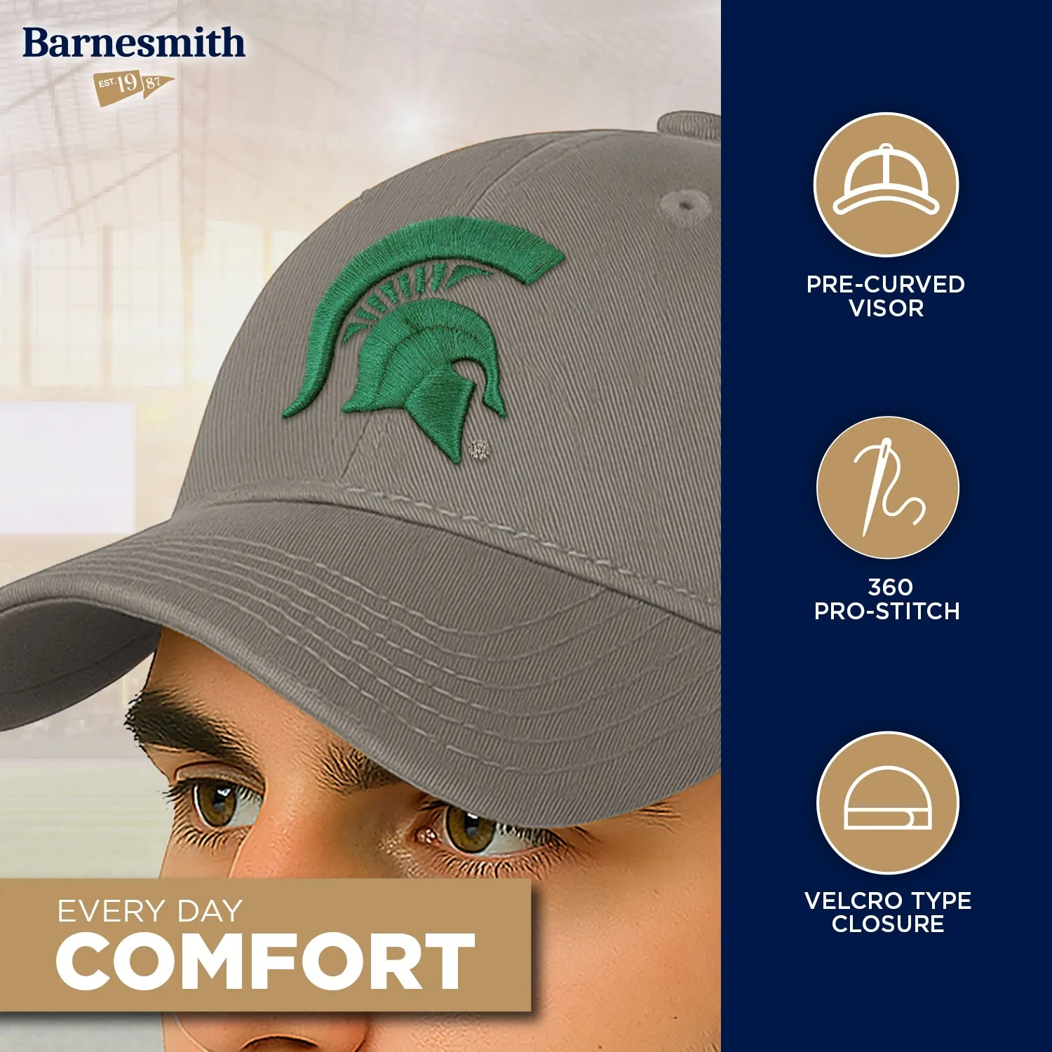 Michigan State University Spirit Baseball Hat One-Size (Grey) sold by Barnesmith product image thumbnail 3