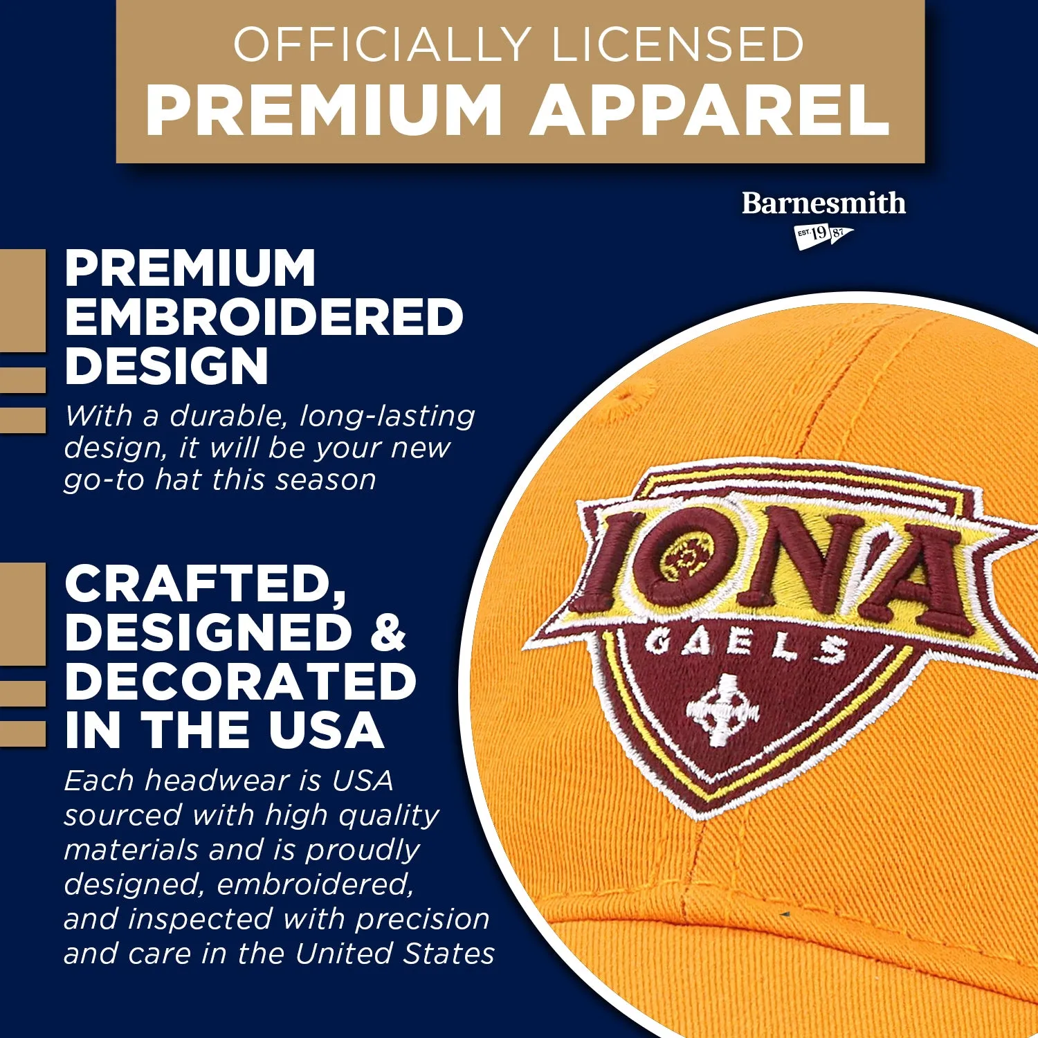 Iona University Spirit Baseball Hat One-Size (Autumn Blaze) sold by Barnesmith product image thumbnail 4