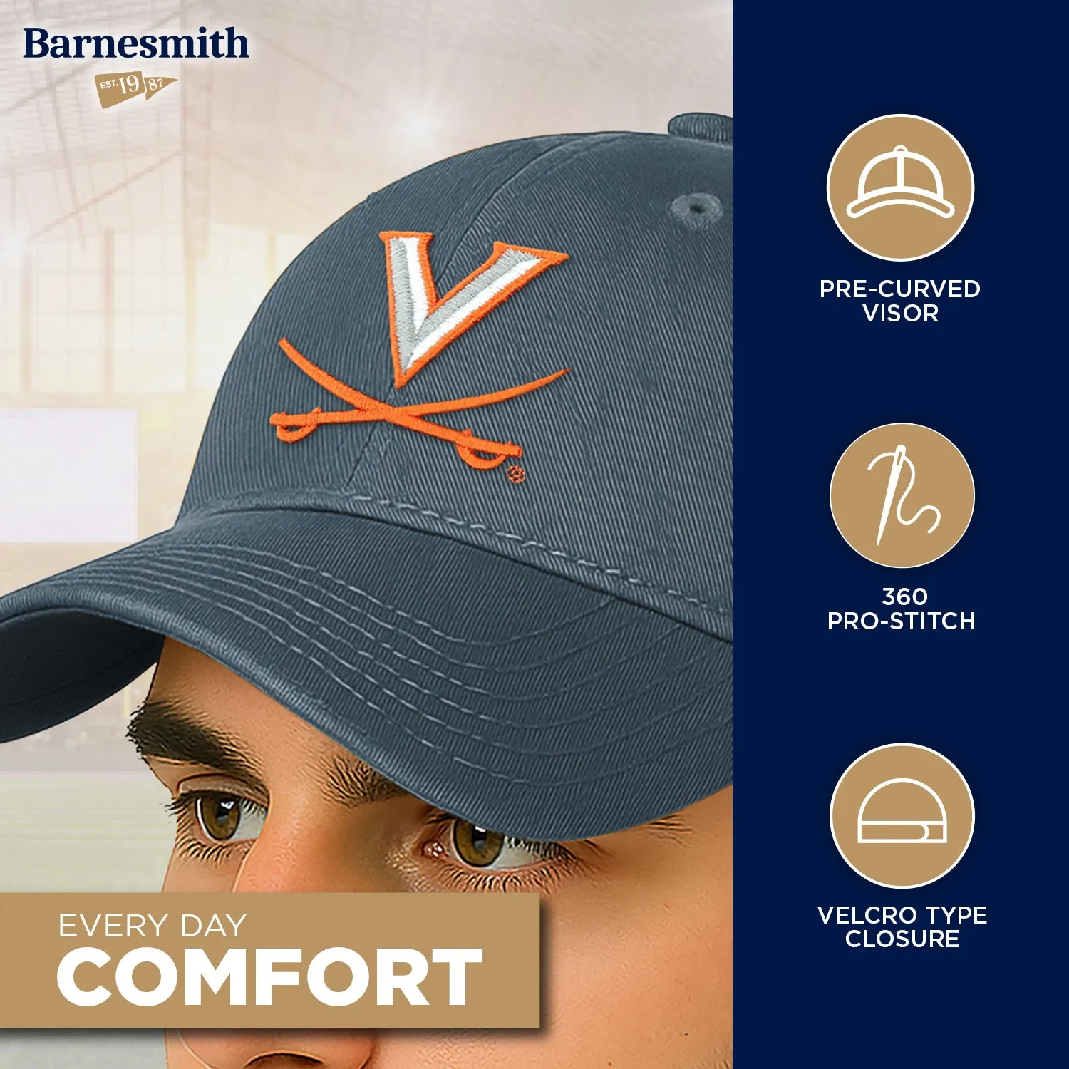 University of Virginia Spirit Baseball Hat One-Size (Navy) sold by Barnesmith product image thumbnail 3
