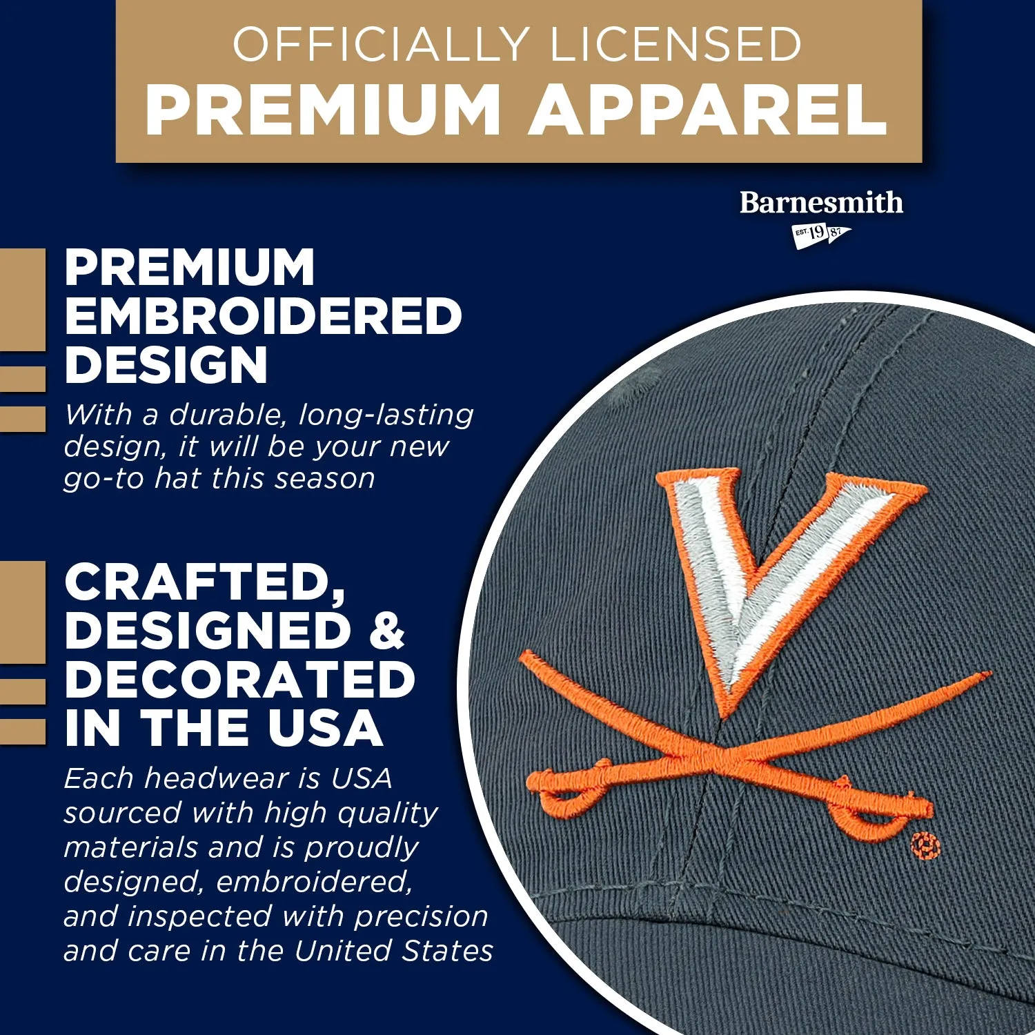 University of Virginia Spirit Baseball Hat One-Size (Navy) sold by Barnesmith product image thumbnail 4
