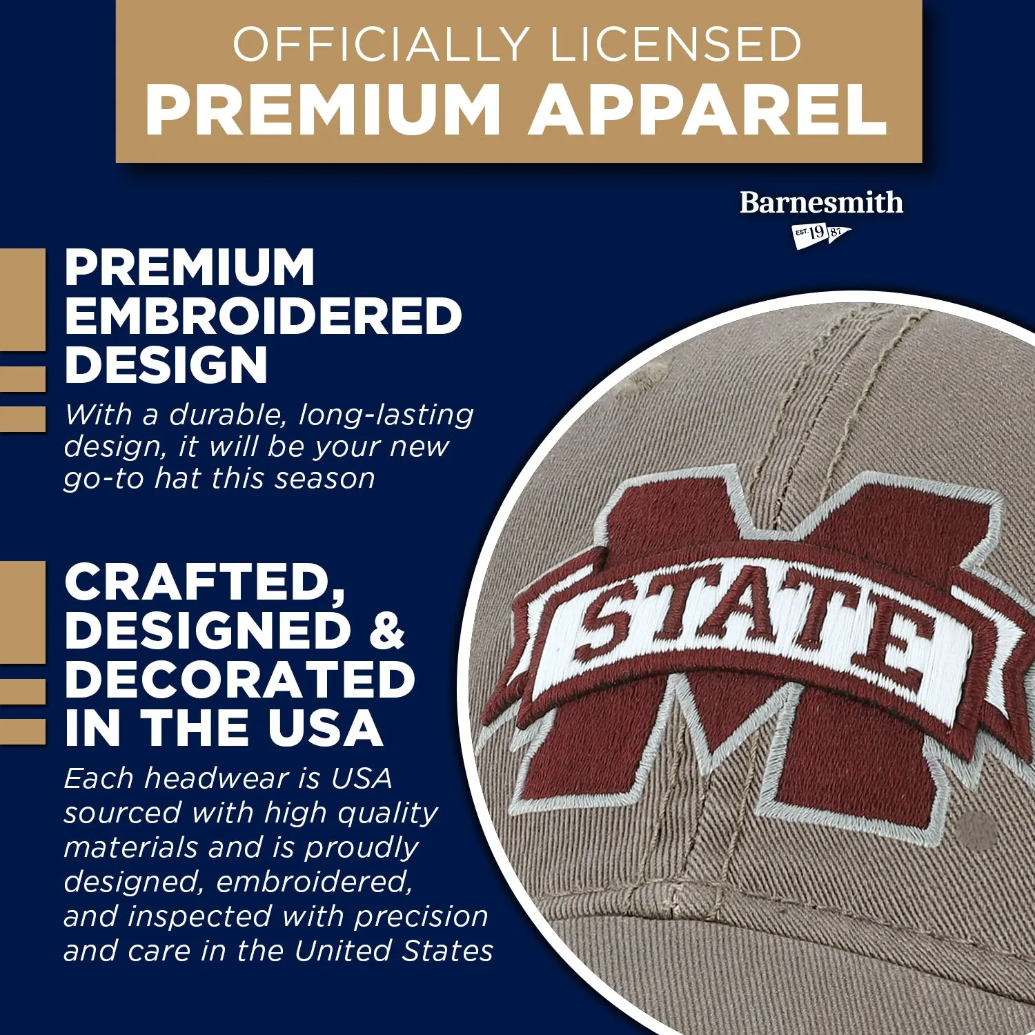 Mississippi State University Spirit Baseball Hat One-Size (Grey) sold by Barnesmith product image thumbnail 4