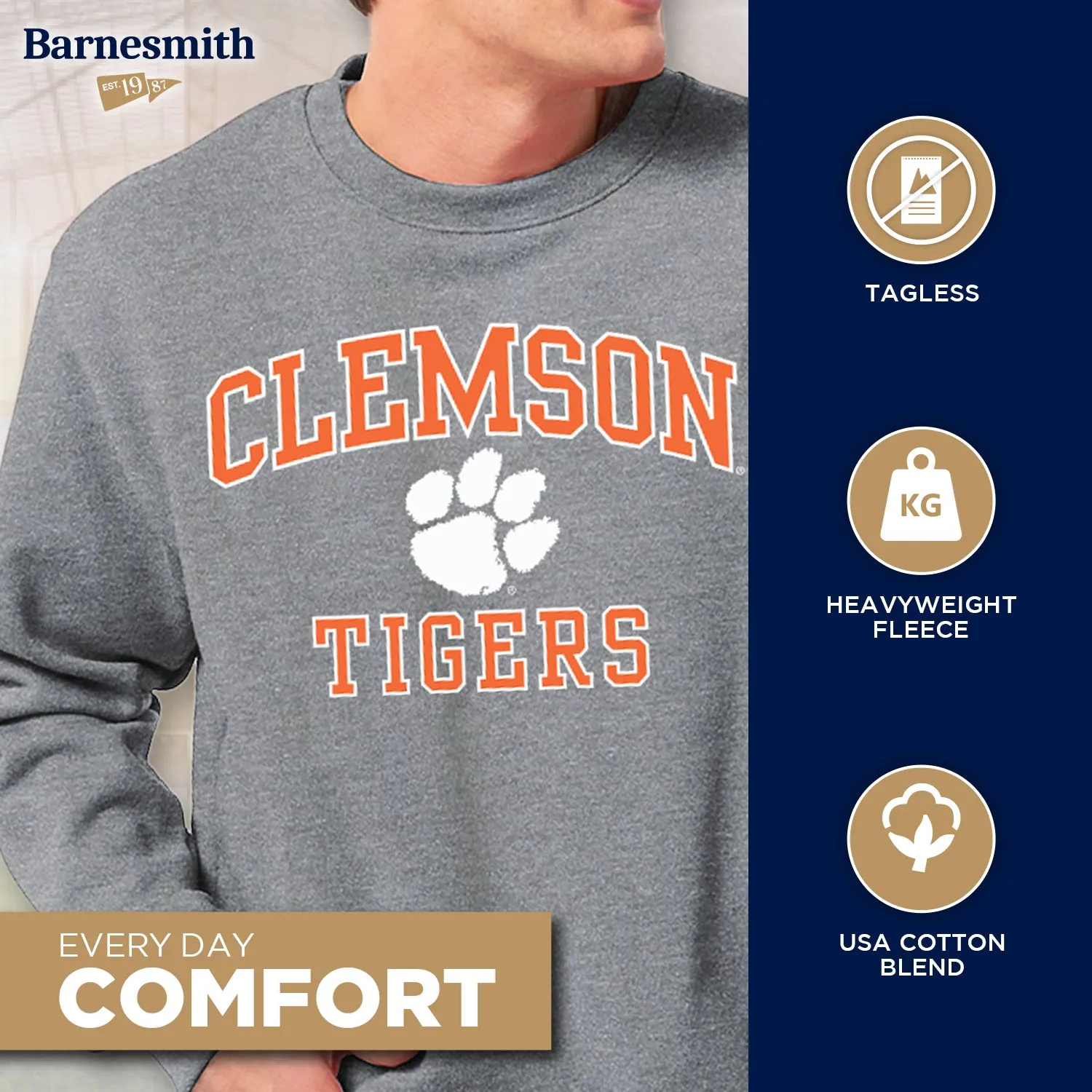 Clemson University Spirit Sweatshirt (Charcoal) sold by Barnesmith product image thumbnail 3