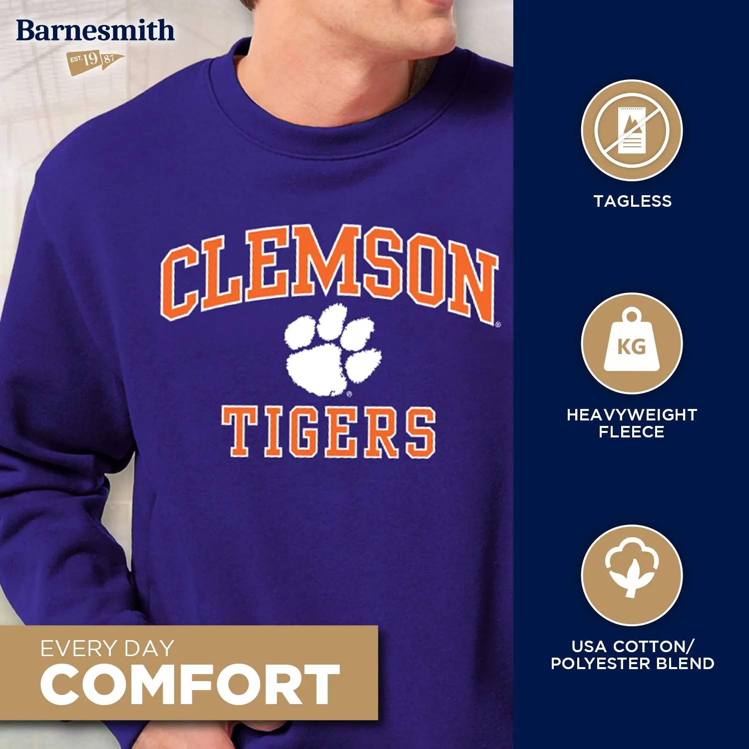 Clemson University Spirit Sweatshirt (Purple) sold by Barnesmith product image thumbnail 3