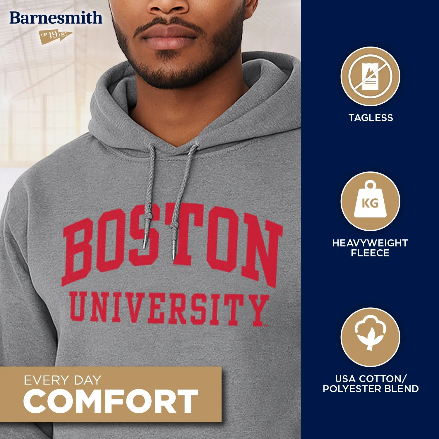 Boston University Classic Hood (Charcoal) sold by Barnesmith product image thumbnail 3