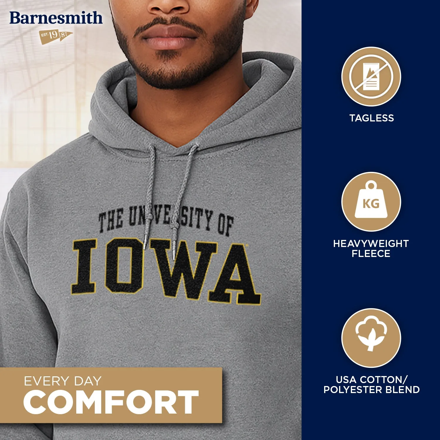 University of Iowa Classic Hood (Charcoal) sold by Barnesmith product image thumbnail 3
