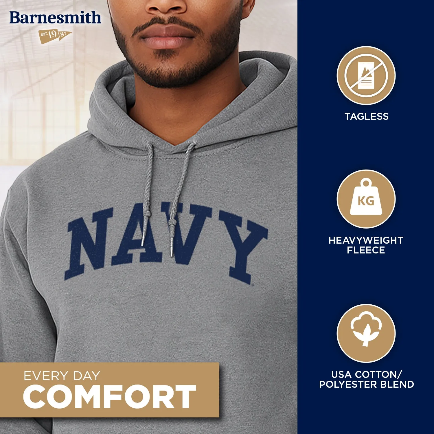 US Naval Academy (Navy) Classic Hood (Charcoal) sold by Barnesmith product image thumbnail 3