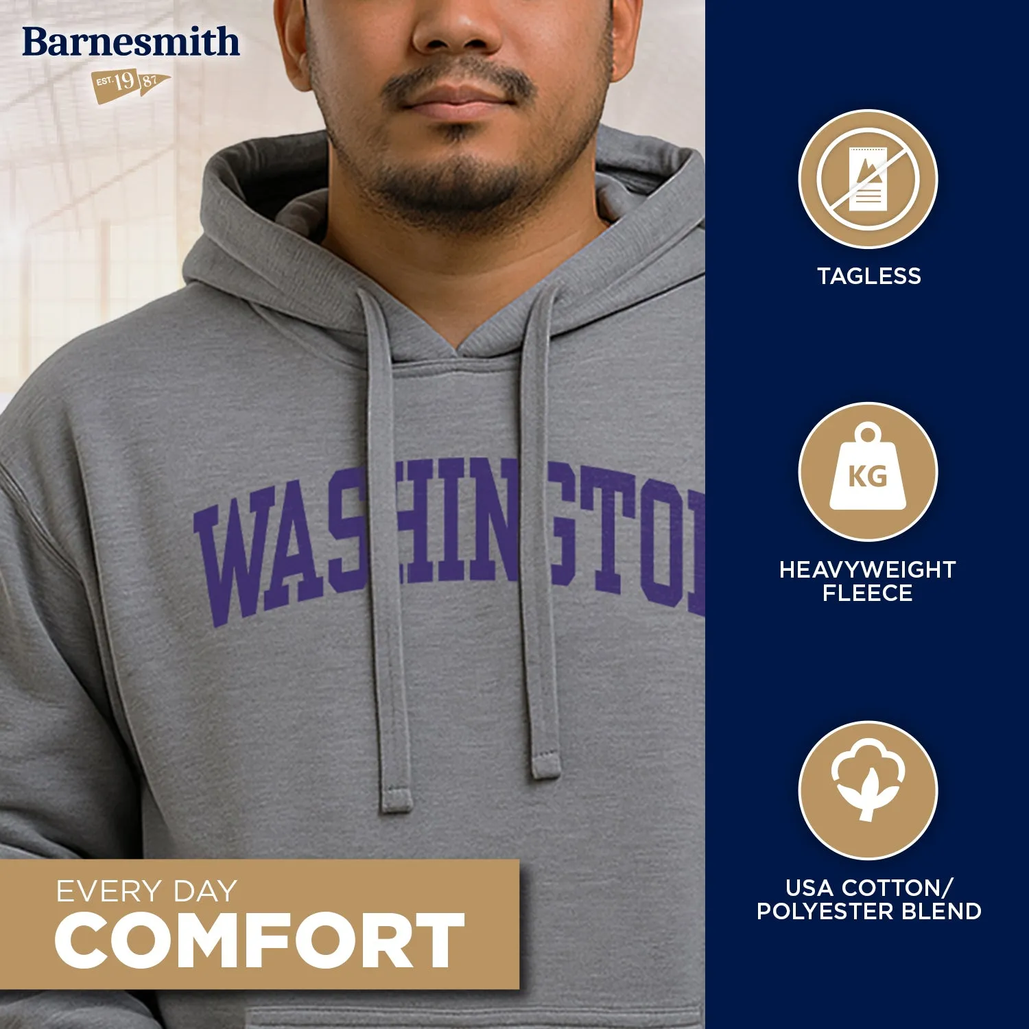 University of Washington Classic Hood (Charcoal) sold by Barnesmith product image thumbnail 3