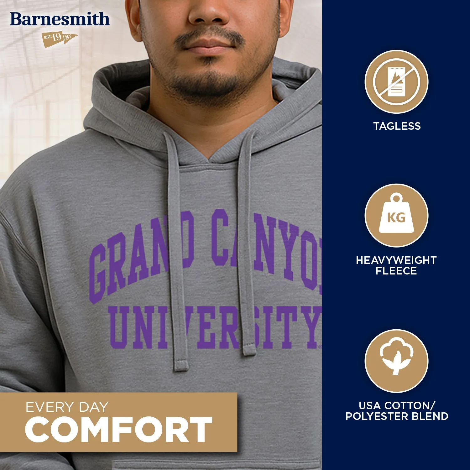 Grand Canyon University Classic Hood (Charcoal) sold by Barnesmith product image thumbnail 3