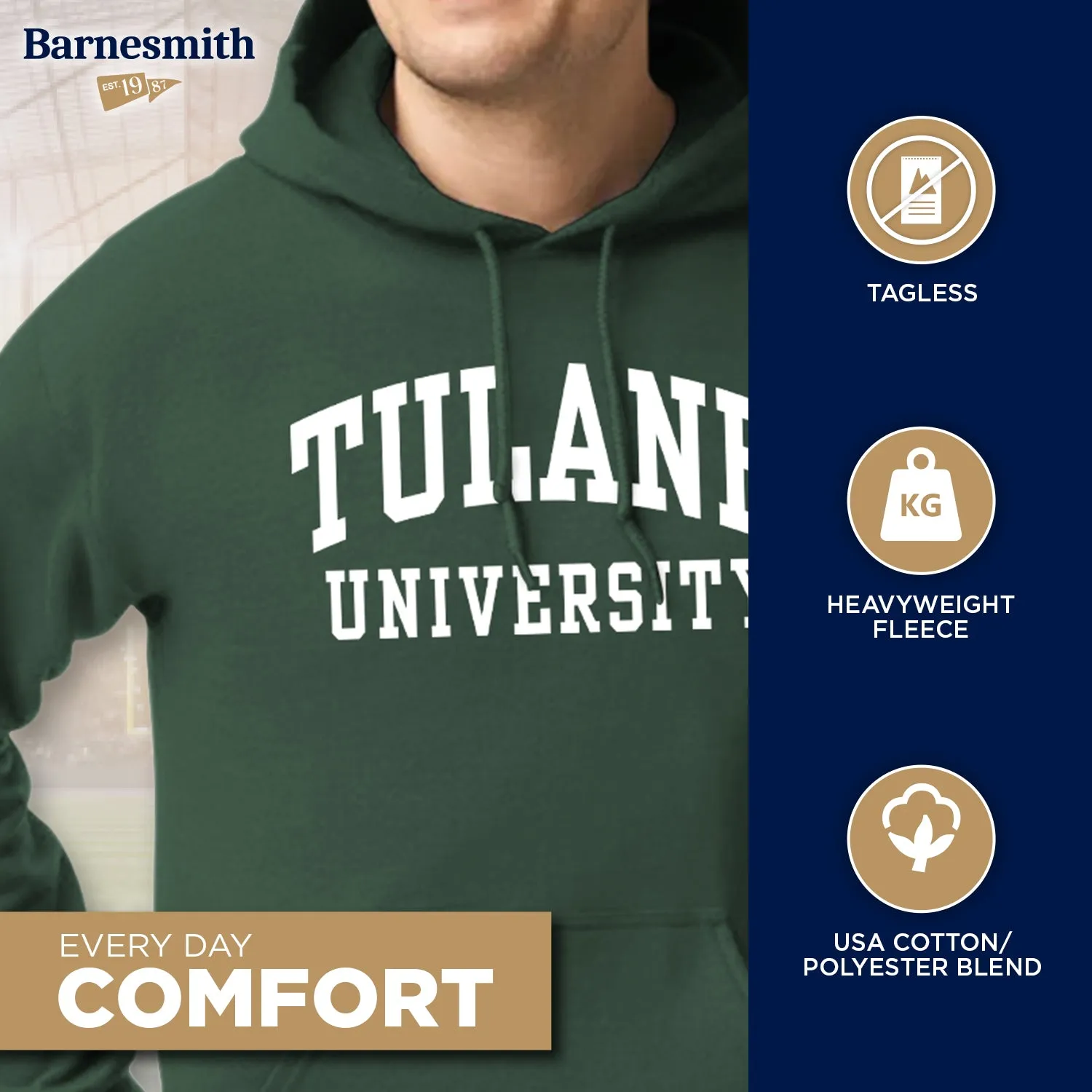 Tulane University Classic Hood (Hunter Green) sold by Barnesmith product image thumbnail 3