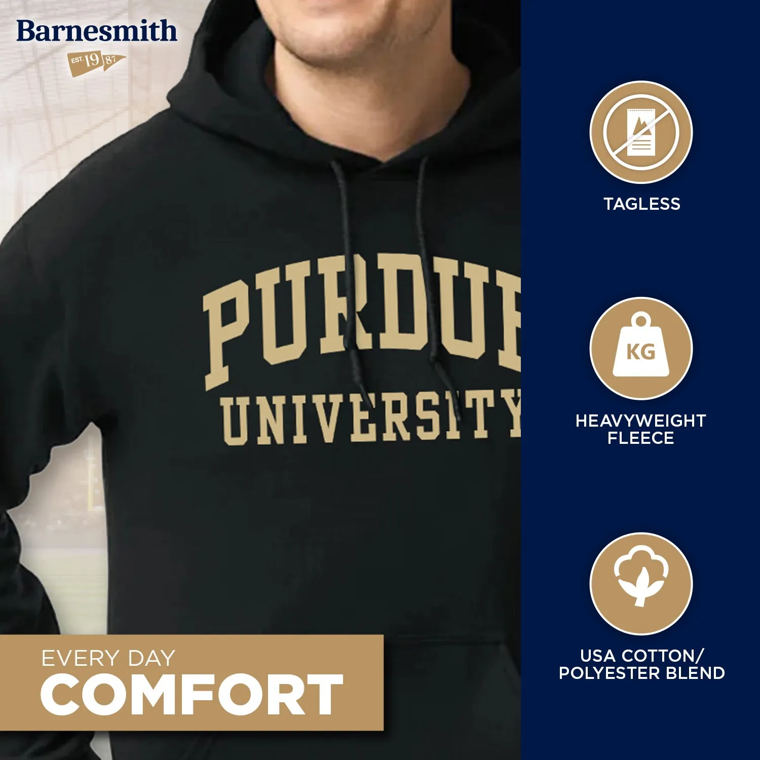 Purdue University Classic Hood (Black) sold by Barnesmith product image thumbnail 3