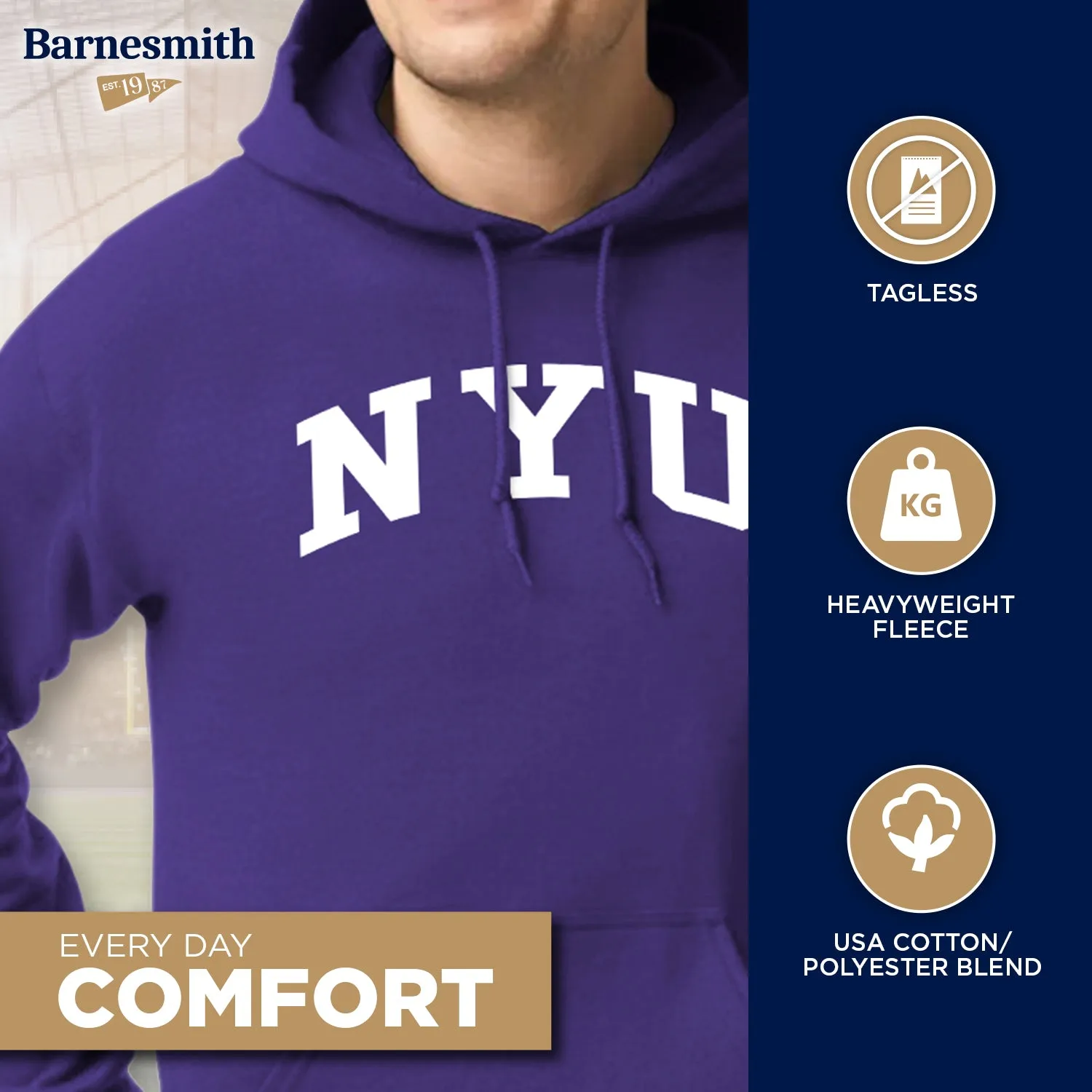 New York University Classic Hood (Purple) sold by Barnesmith product image thumbnail 3