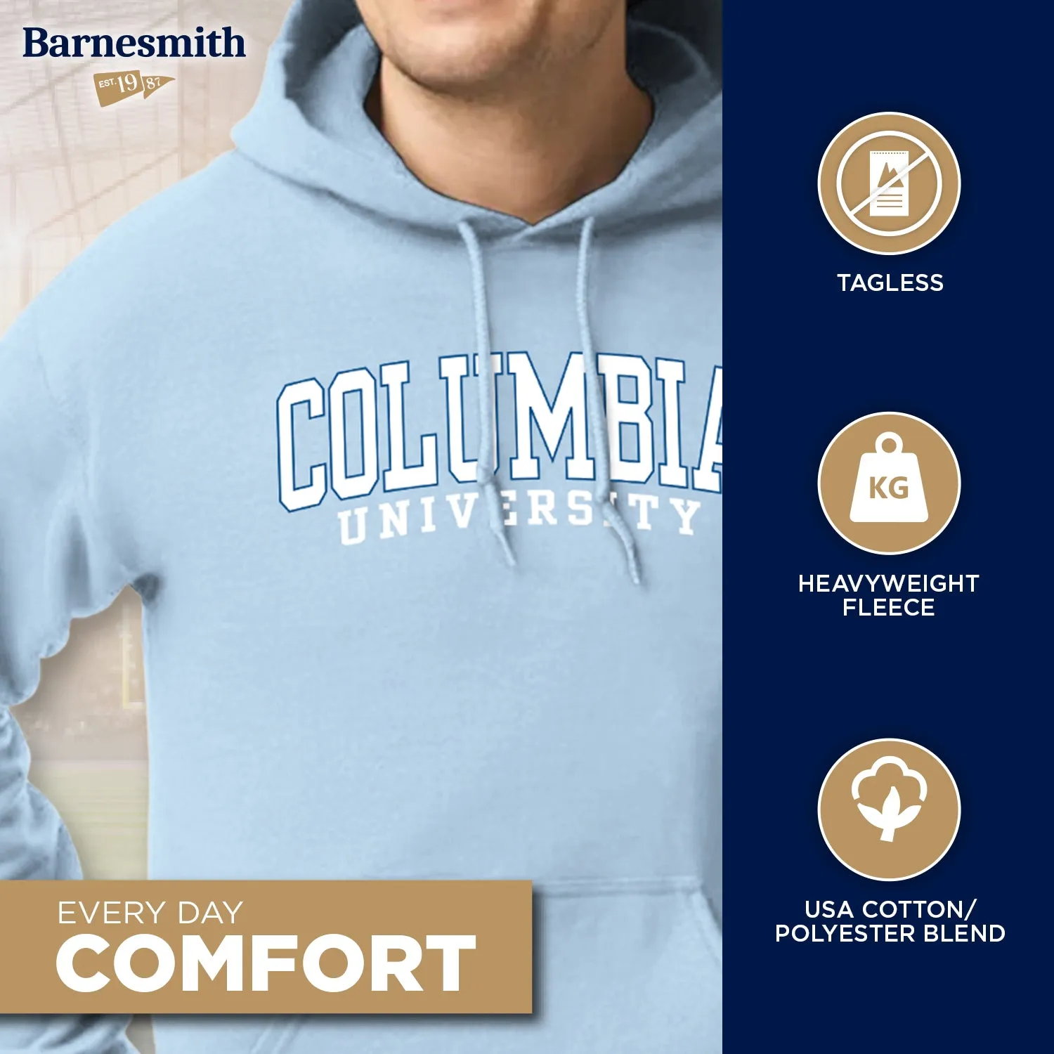 Columbia University Classic Hood (Light Blue) sold by Barnesmith product image thumbnail 3