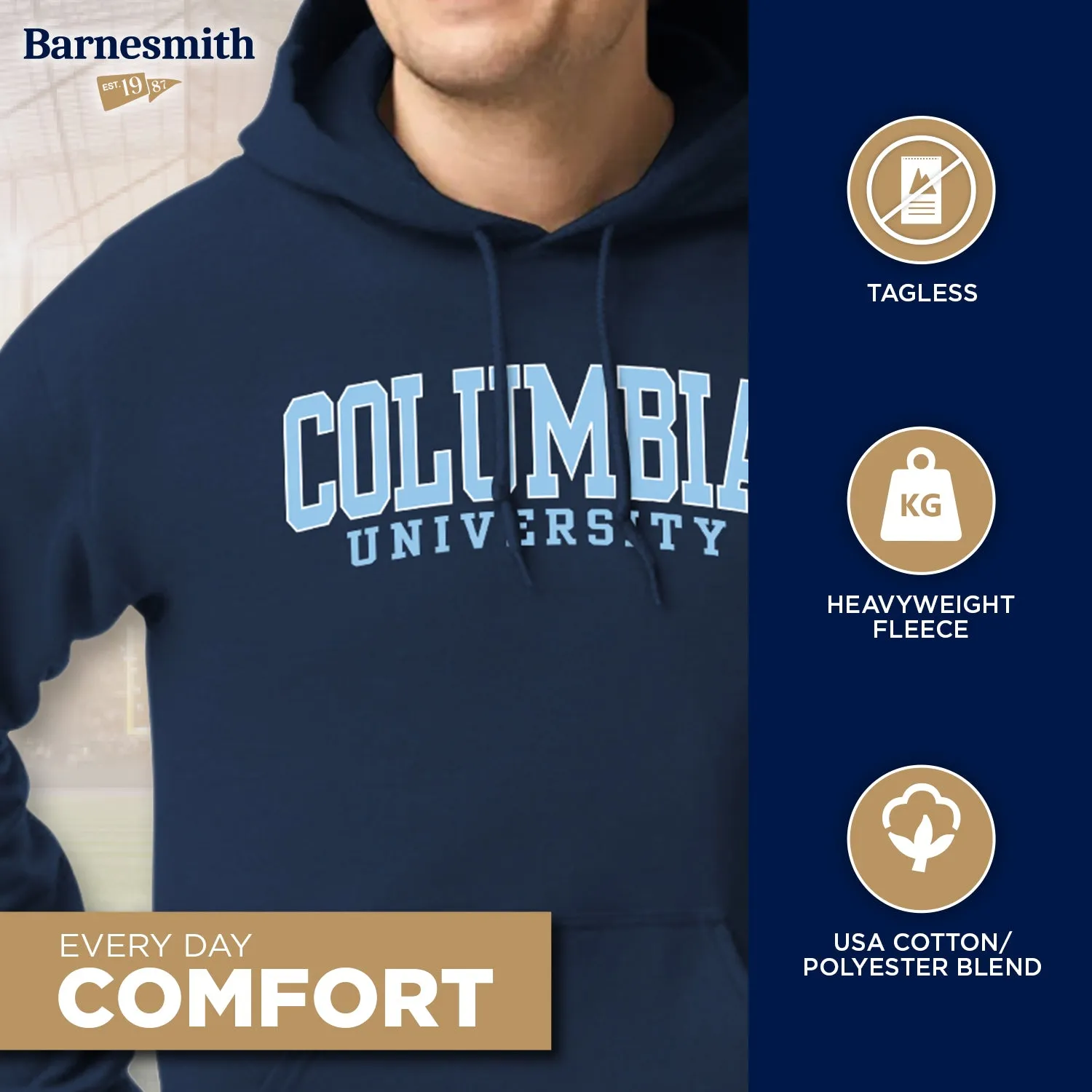 Columbia University Classic Hood (Navy) sold by Barnesmith product image thumbnail 3