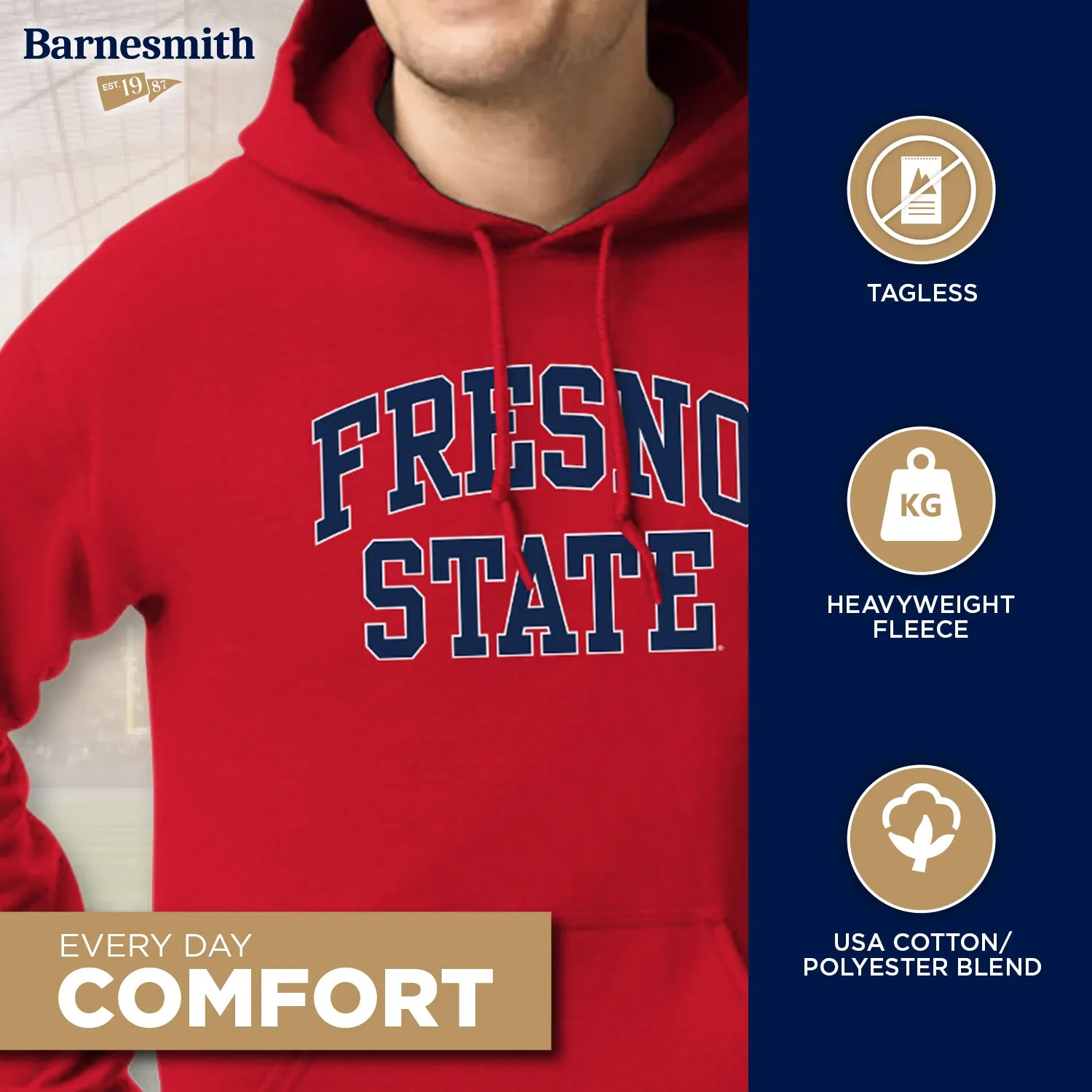 California State University, Fresno Classic Hood (Red) sold by Barnesmith product image thumbnail 3