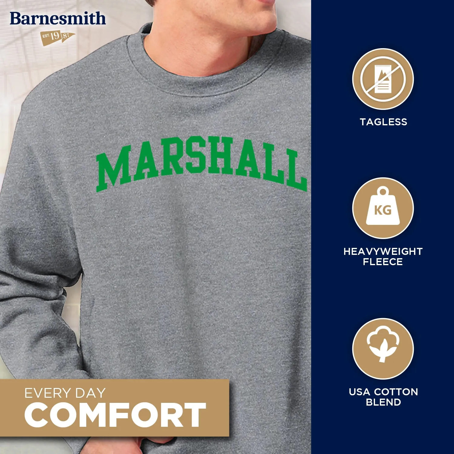 Marshall University Classic Sweatshirt (Charcoal) sold by Barnesmith product image thumbnail 3