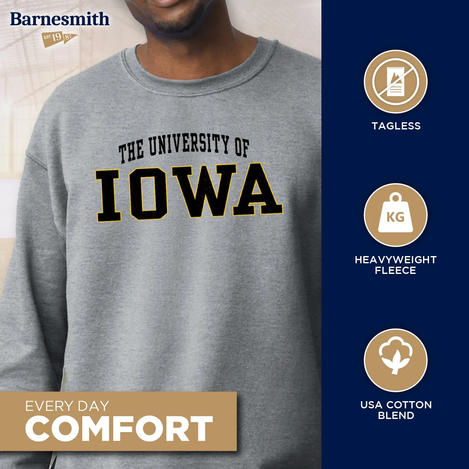 University of Iowa Classic Sweatshirt (Charcoal) sold by Barnesmith product image thumbnail 3