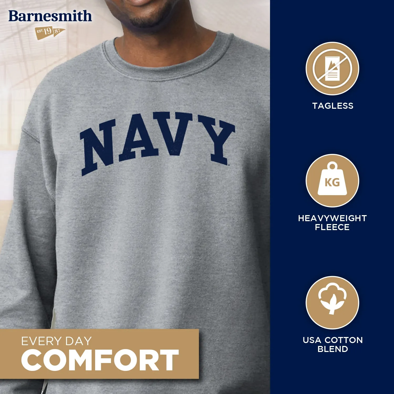 US Naval Academy (Navy) Classic Sweatshirt (Charcoal) sold by Barnesmith product image thumbnail 3