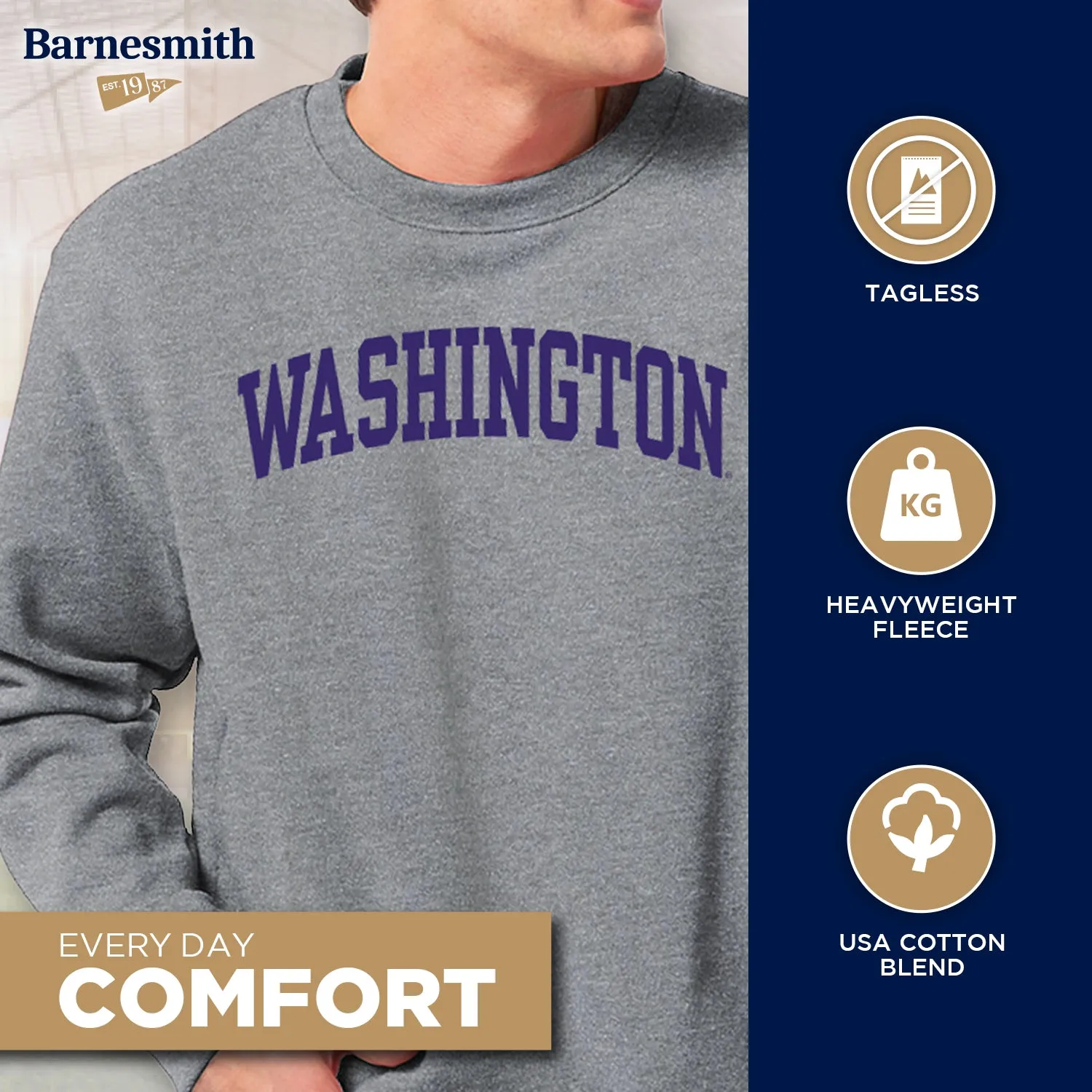 University of Washington Classic Sweatshirt (Charcoal) sold by Barnesmith product image thumbnail 3
