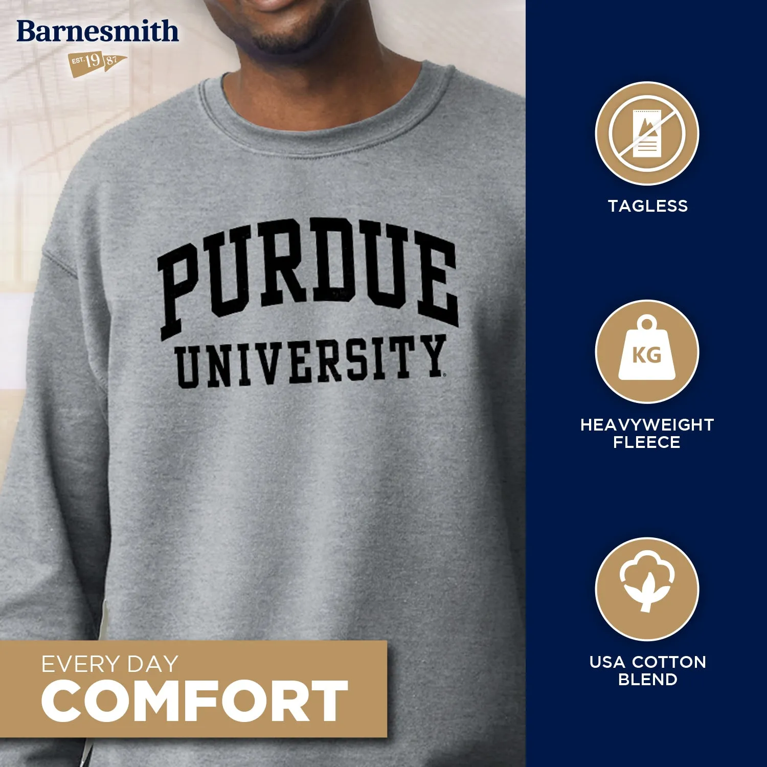 Purdue University Classic Sweatshirt (Charcoal) sold by Barnesmith product image thumbnail 3
