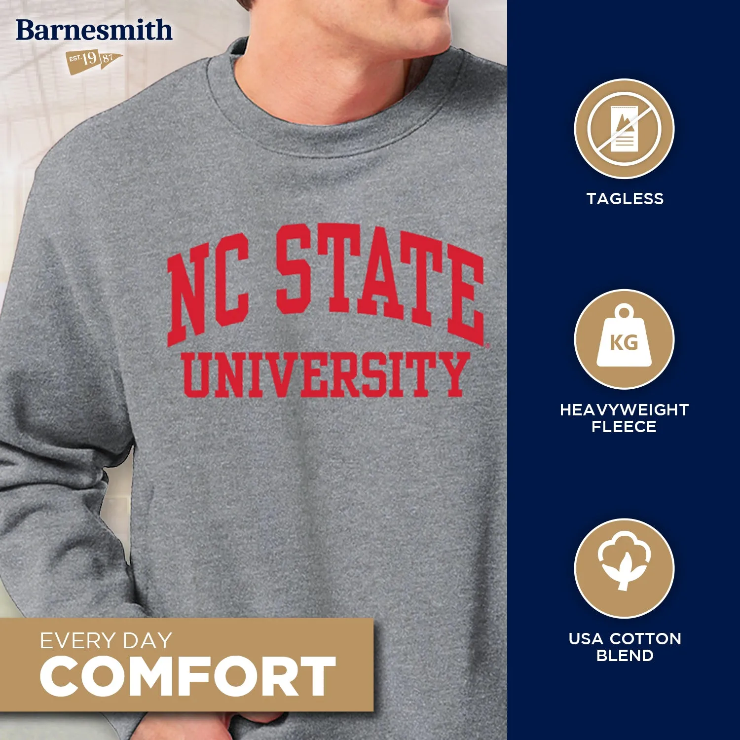 North Carolina State University Classic Sweatshirt (Charcoal) sold by Barnesmith product image thumbnail 3