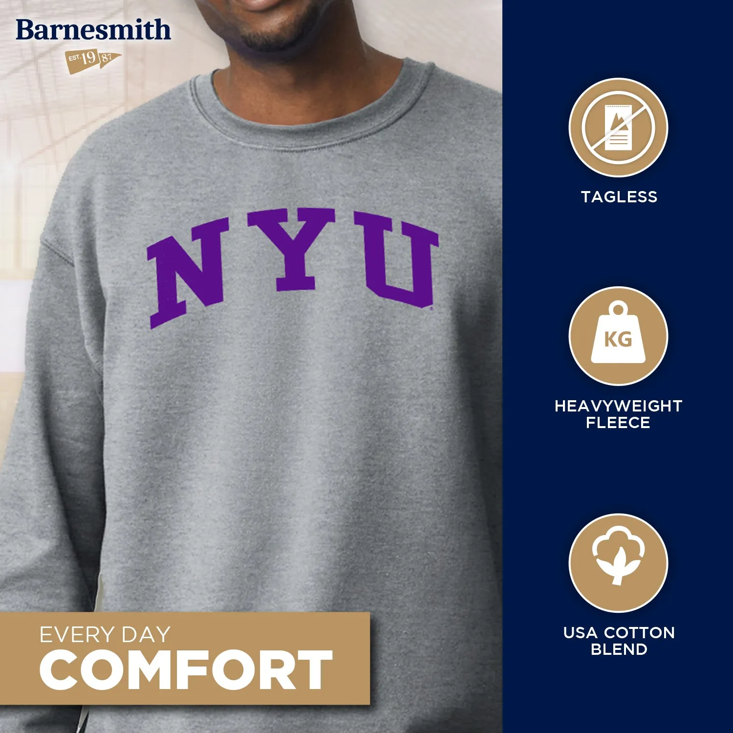 New York University Classic Sweatshirt (Charcoal) sold by Barnesmith product image thumbnail 3