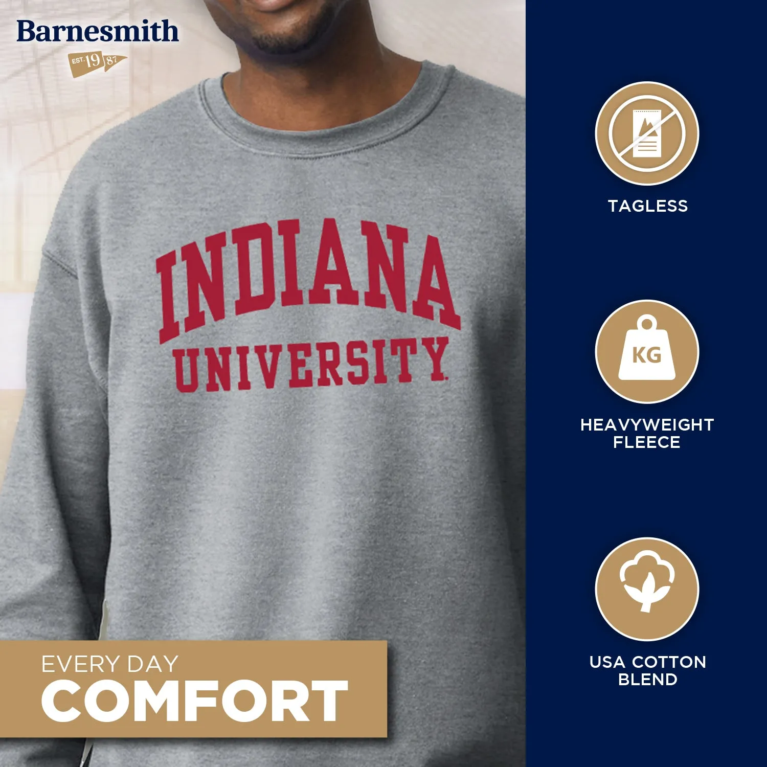 Indiana University Classic Sweatshirt (Charcoal) sold by Barnesmith product image thumbnail 3