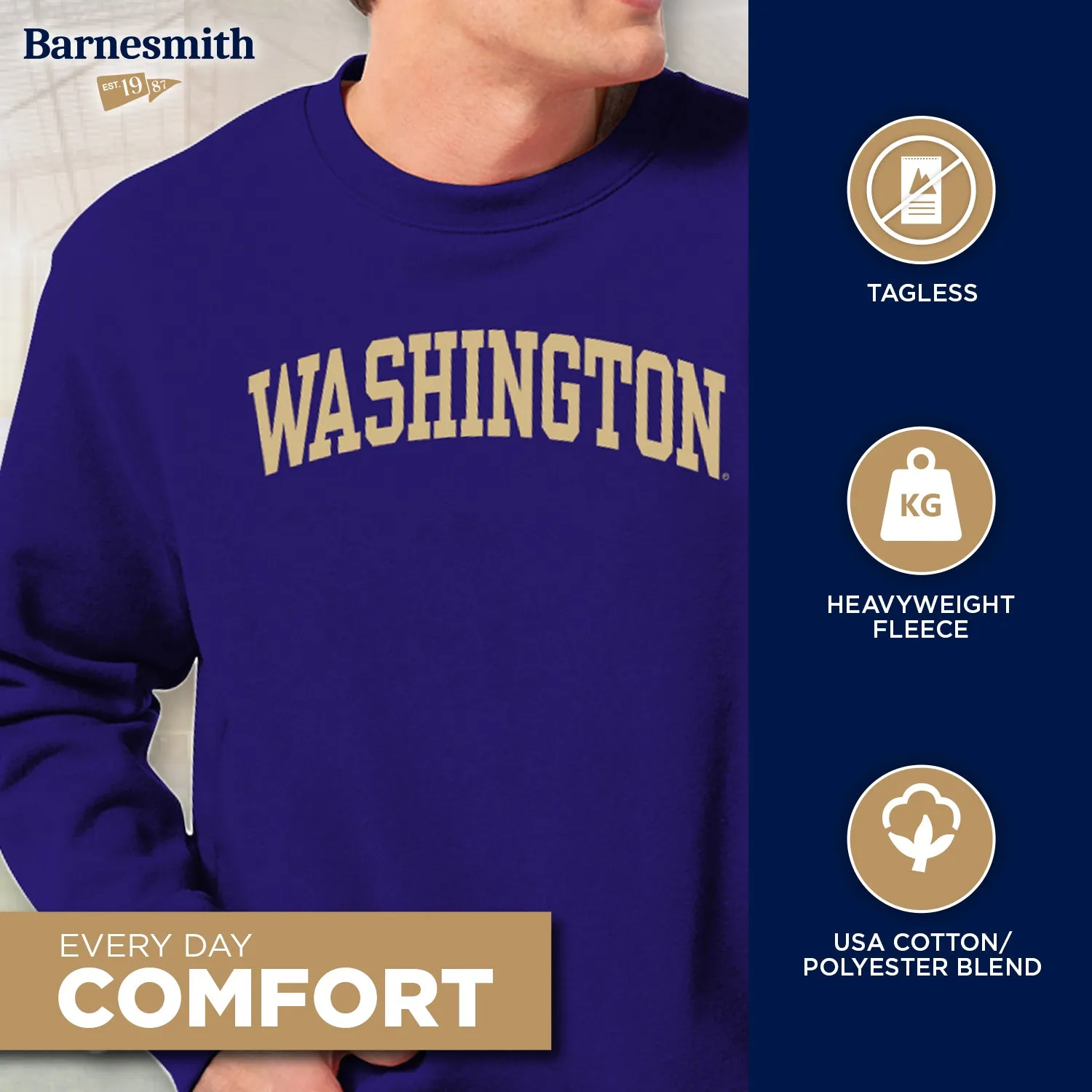 University of Washington Classic Sweatshirt (Purple) sold by Barnesmith product image thumbnail 3