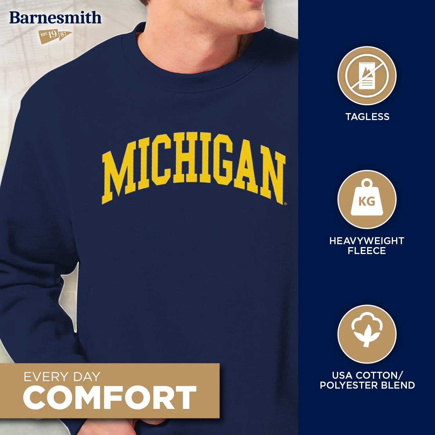 University of Michigan Classic Sweatshirt (Navy) sold by Barnesmith product image thumbnail 3