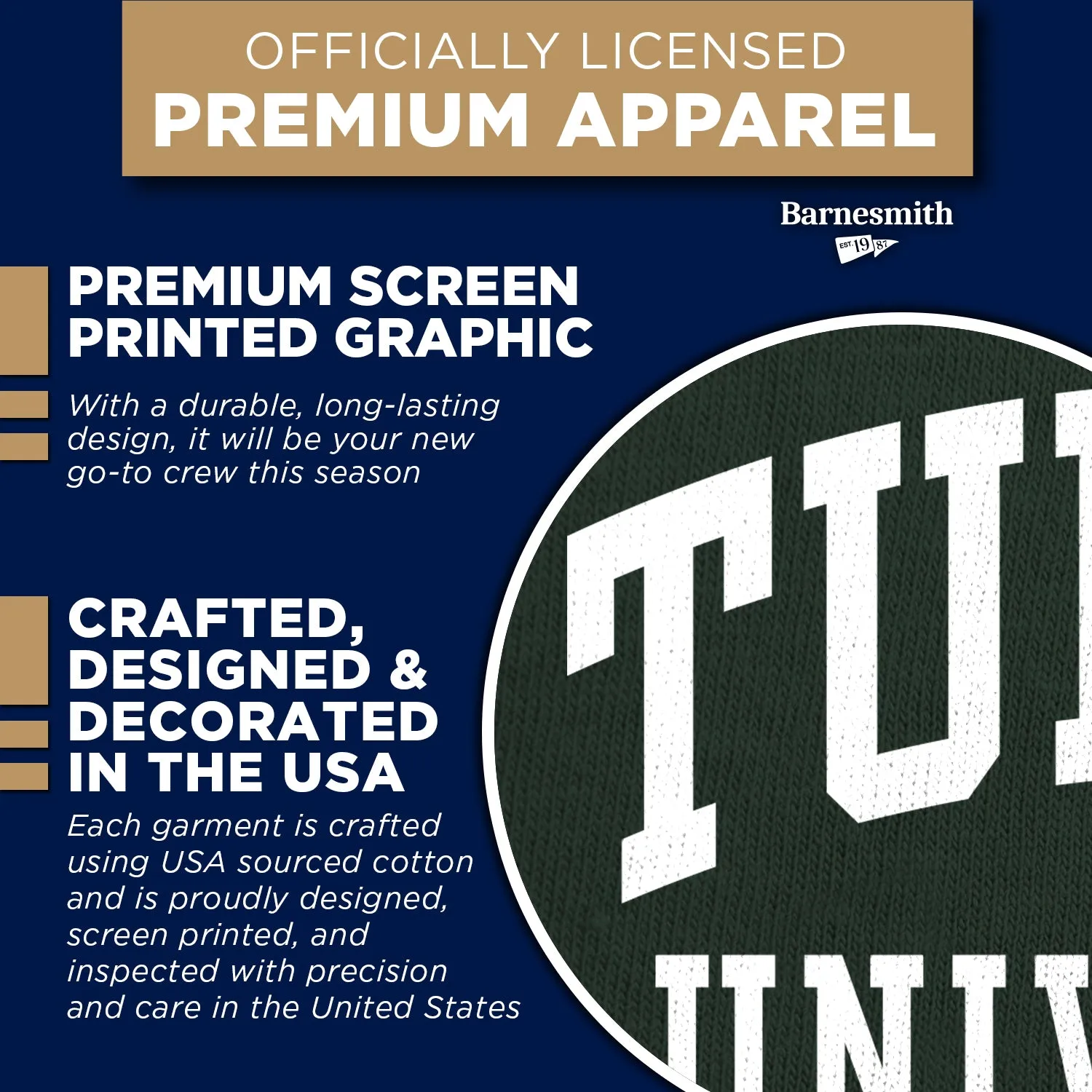 Tulane University Classic Sweatshirt (Hunter Green) sold by Barnesmith product image thumbnail 4