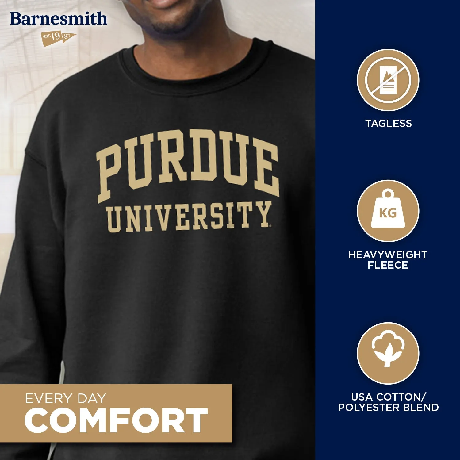Purdue University Classic Sweatshirt (Black) sold by Barnesmith product image thumbnail 3