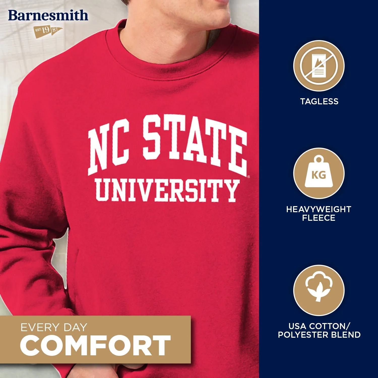 North Carolina State University Classic Sweatshirt (Red) sold by Barnesmith product image thumbnail 3