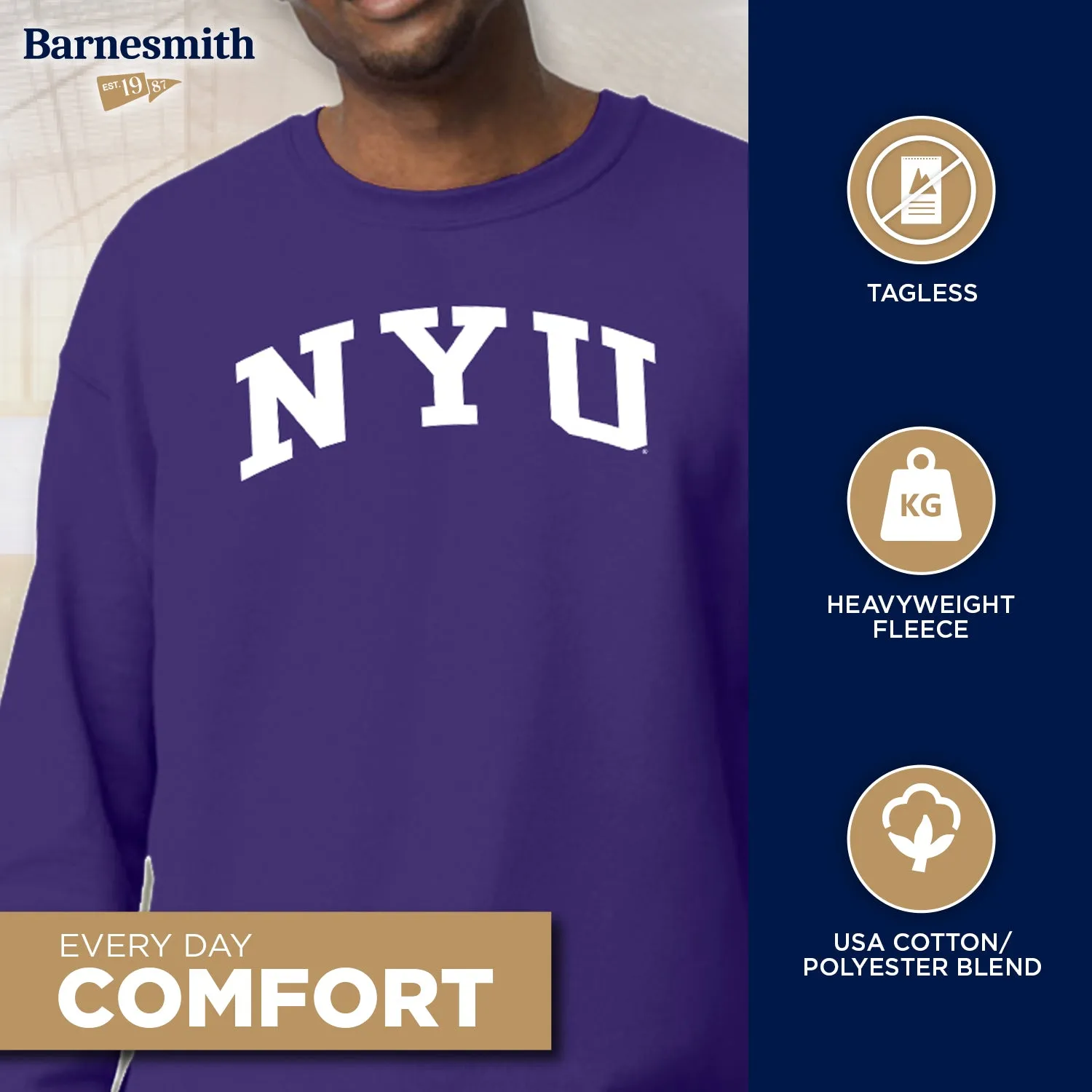 New York University Classic Sweatshirt (Purple) sold by Barnesmith product image thumbnail 3