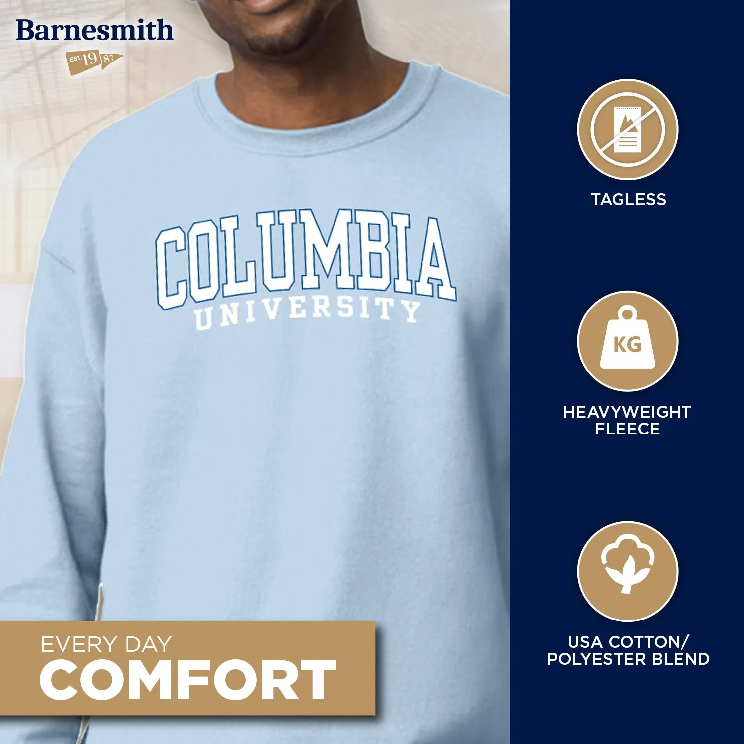 Columbia University Classic Sweatshirt (Light Blue) sold by Barnesmith product image thumbnail 3