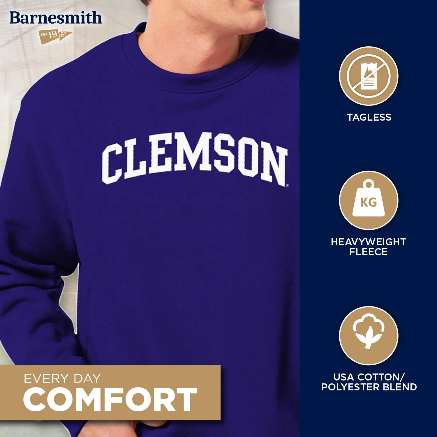 Clemson University Classic Sweatshirt (Purple) sold by Barnesmith product image thumbnail 3