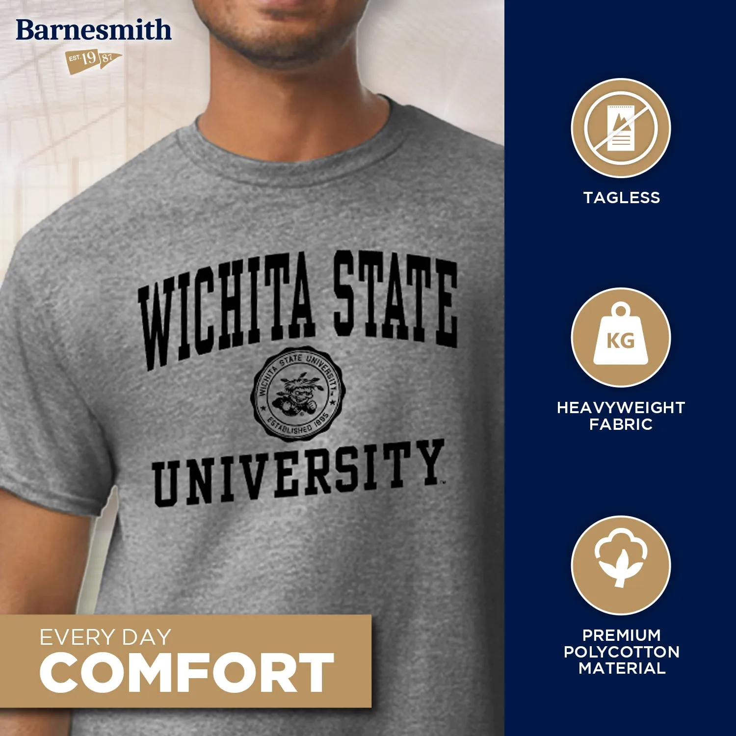 Wichita State University Heritage T-Shirt (Charcoal Grey) sold by Barnesmith product image thumbnail 3