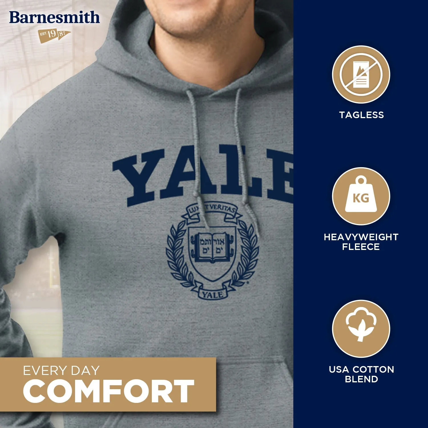 Yale Heritage Hooded Sweatshirt (Charcoal Grey) sold by Barnesmith product image thumbnail 3