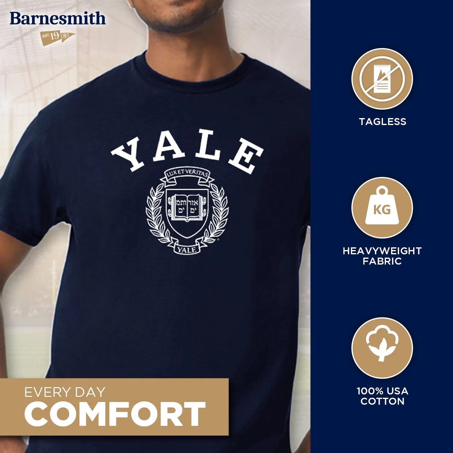 Yale Heritage T-Shirt (Navy) sold by Barnesmith product image thumbnail 3