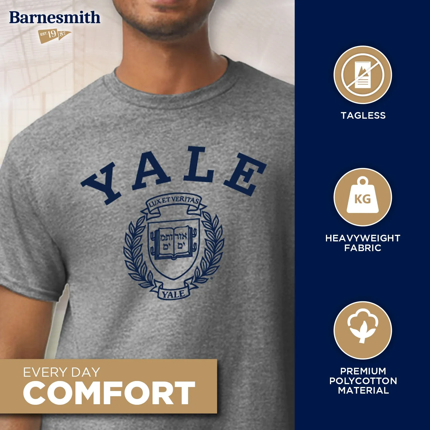 Yale Heritage T-Shirt (Charcoal Grey) sold by Barnesmith product image thumbnail 3