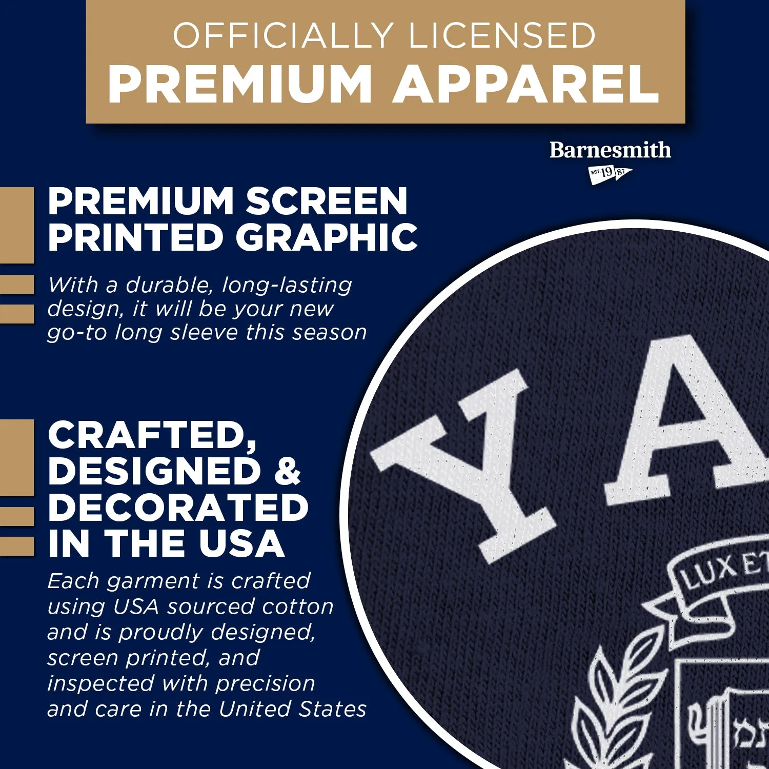 Yale Heritage Long Sleeve T-Shirt (Navy) sold by Barnesmith product image thumbnail 4